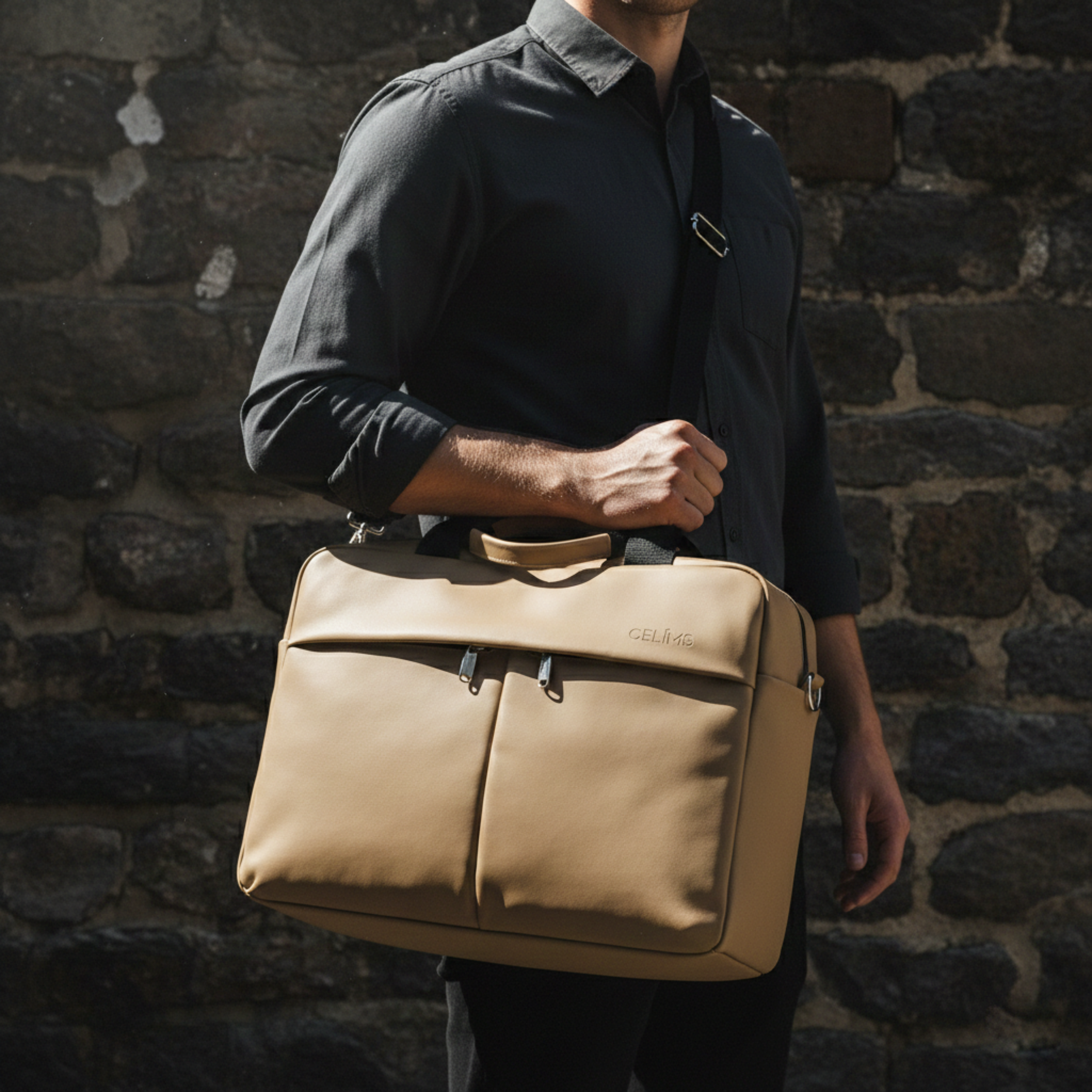 Sac 24H CELIMS 40x30x20 – Bagage Cabine – Ordinateur 15,6” – Imperméable – Cuir Vegan