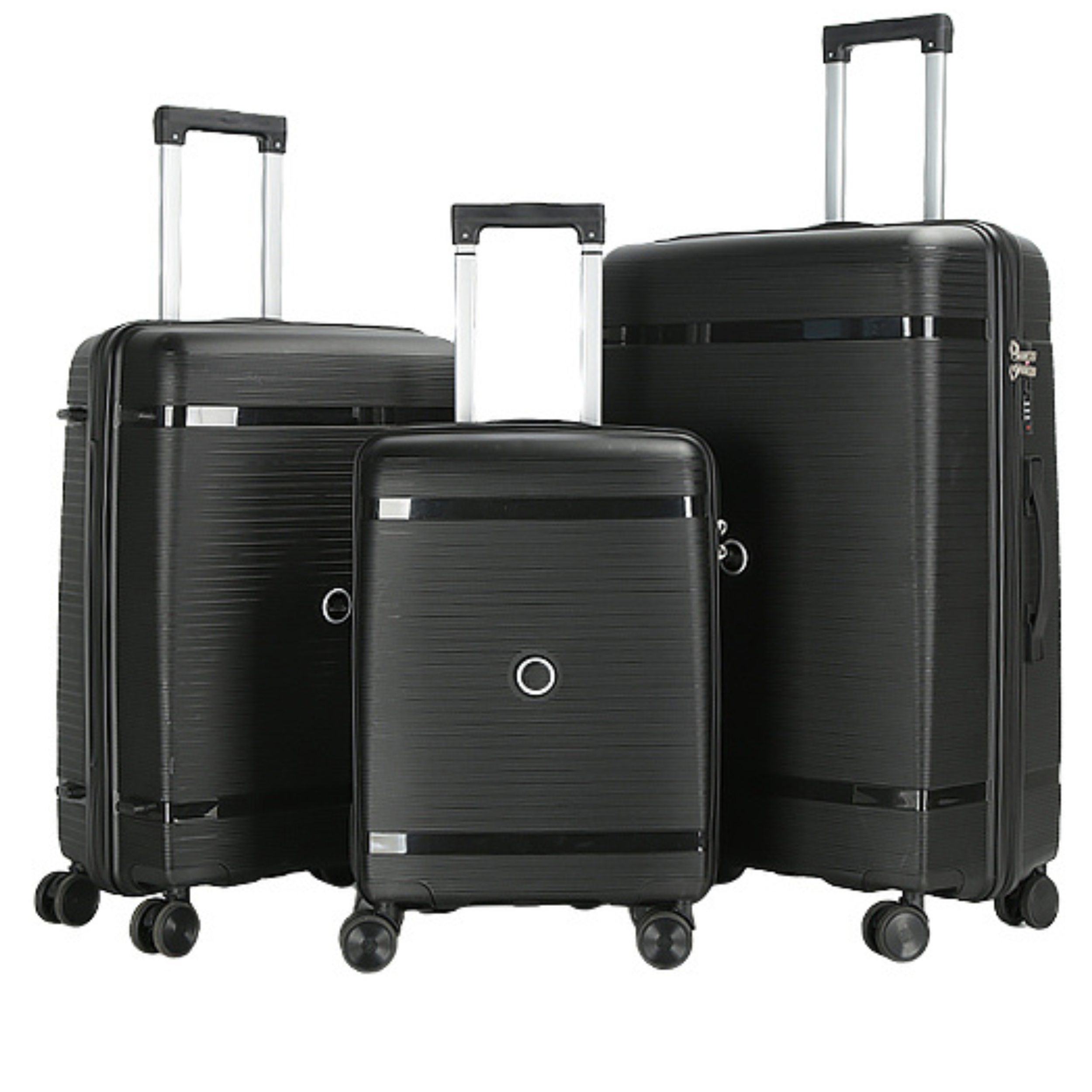 Set 3 Valises – Polypropylène (XL-75cm) (L-65cm) (S-55cm) – Noir