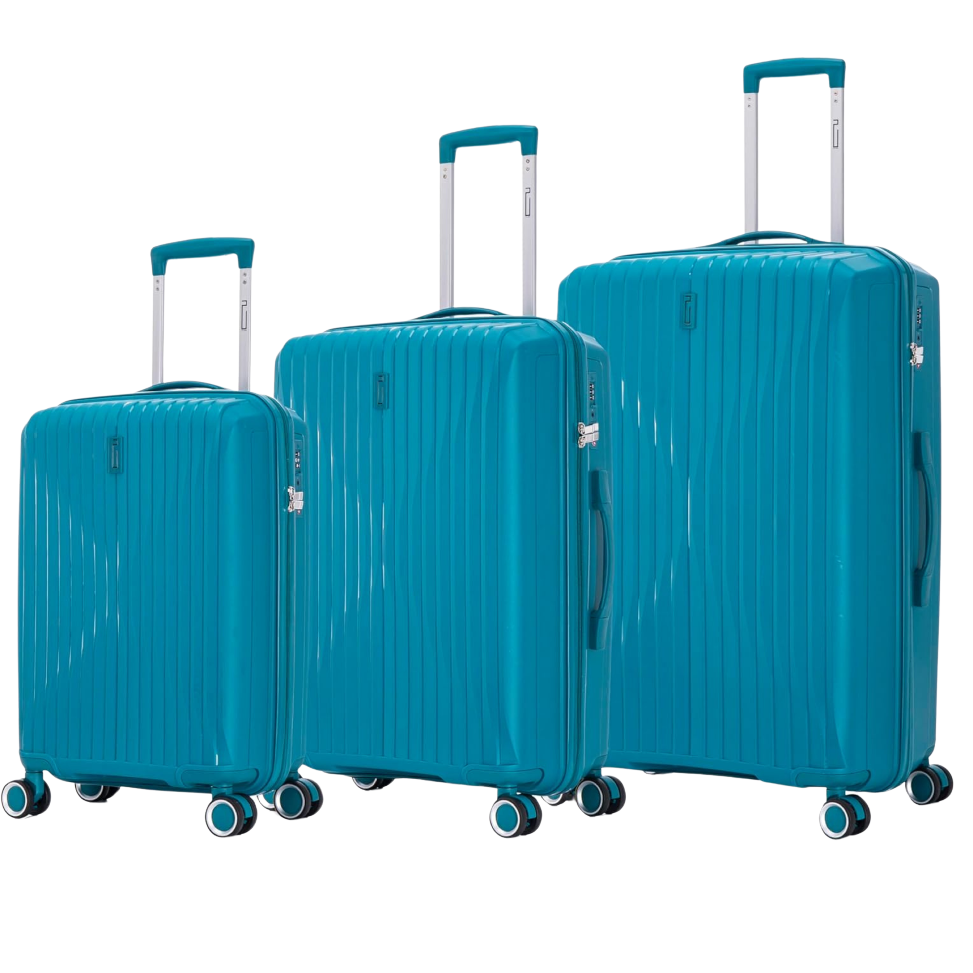 Set di valigie in polipropilene da 3 pezzi | Valigia da cabina | Valigia media | Valigia Grande – Blu