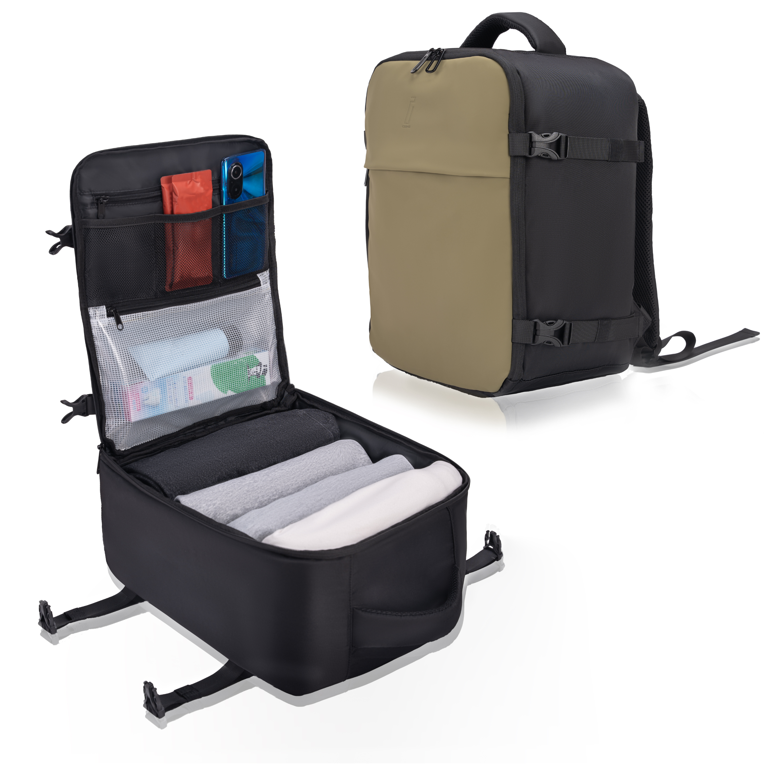 Mochila CELIMS 40x30x20 - Equipaje de mano - Impermeable - Beige