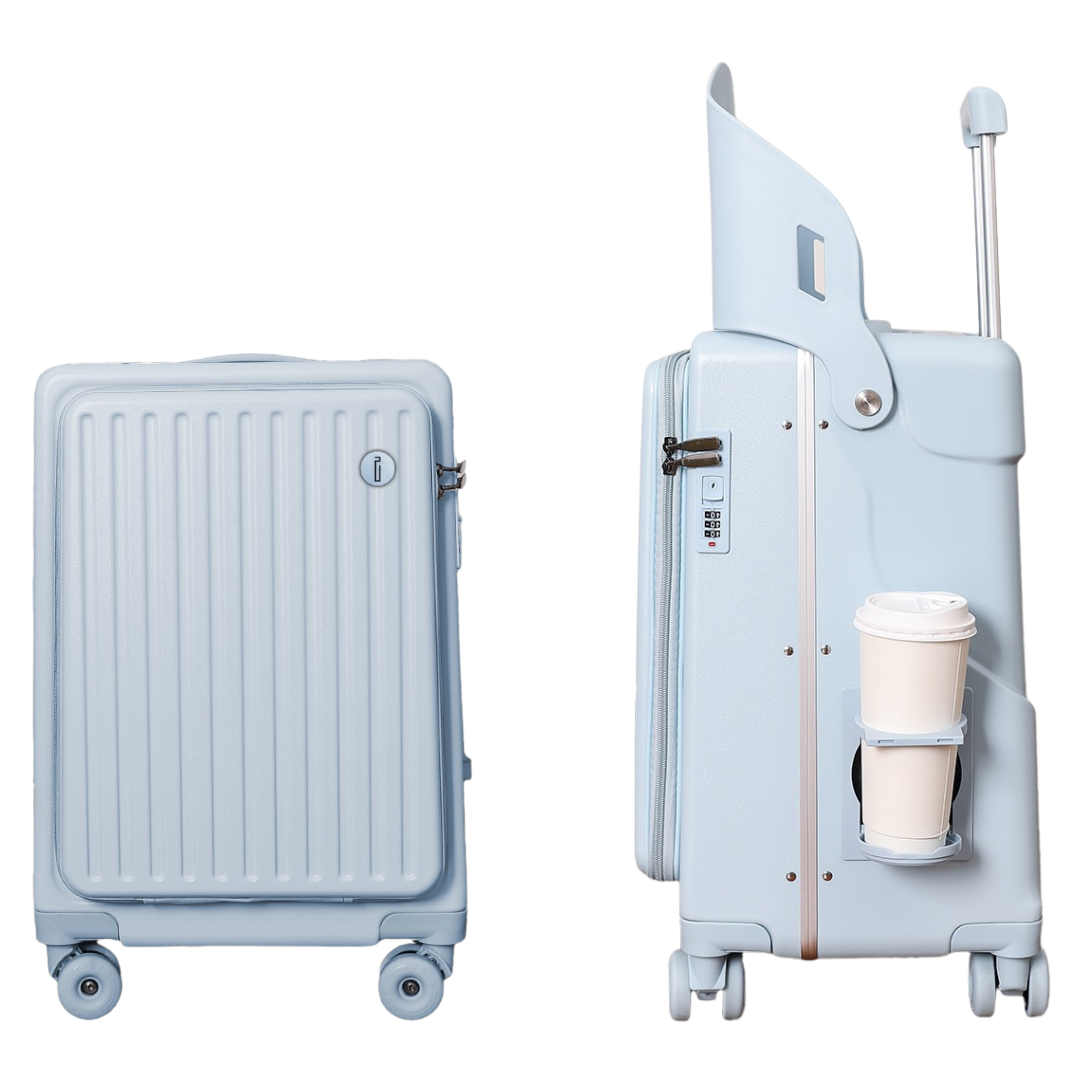 Valise Cabine avec Siège Enfant PopSeat - 55x35x25 - Porte USB - roulettes Ultra Résistantes avec Frein - Porte Gobelet - Cadenas - Rose