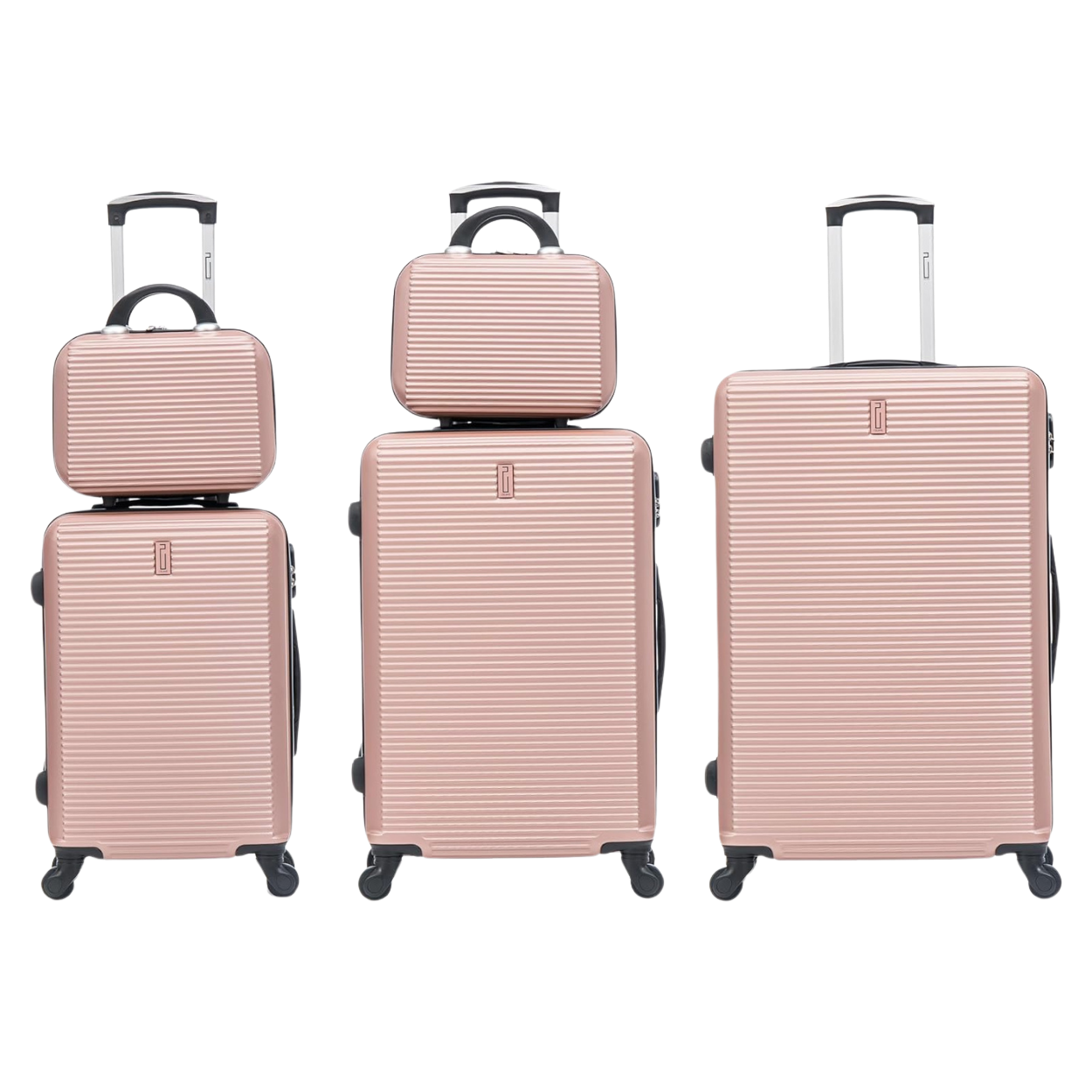Set di valigie da weekend da 5 pezzi | Valigia da cabina | Valigia media | Valigia grande | 2x Beauty Case – Oro Rosa