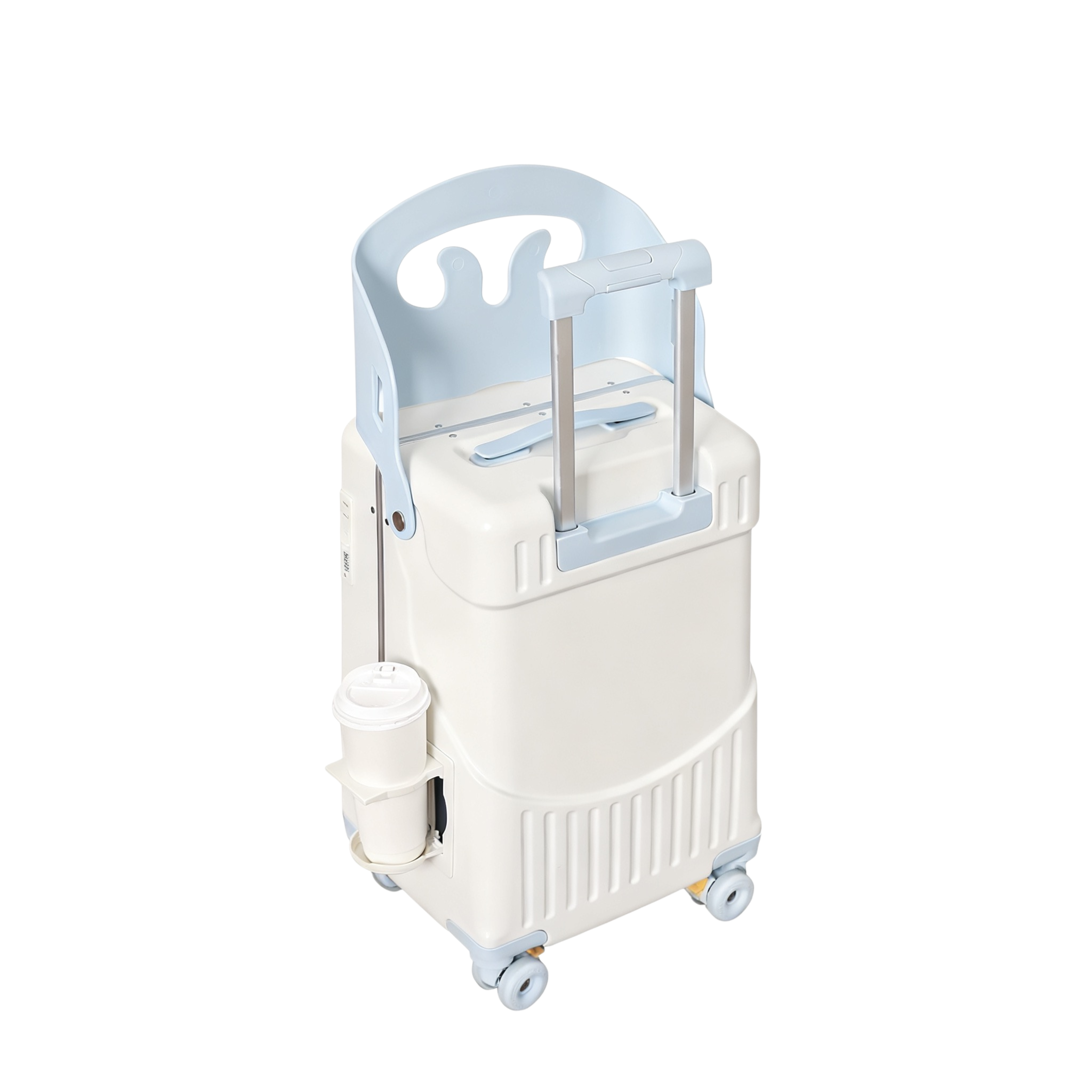 Valise Cabine avec Siège Enfant PopSeat - 55x35x25 - Porte USB - roulettes Ultra Résistantes avec Frein - Porte Gobelet - Cadenas - Rose