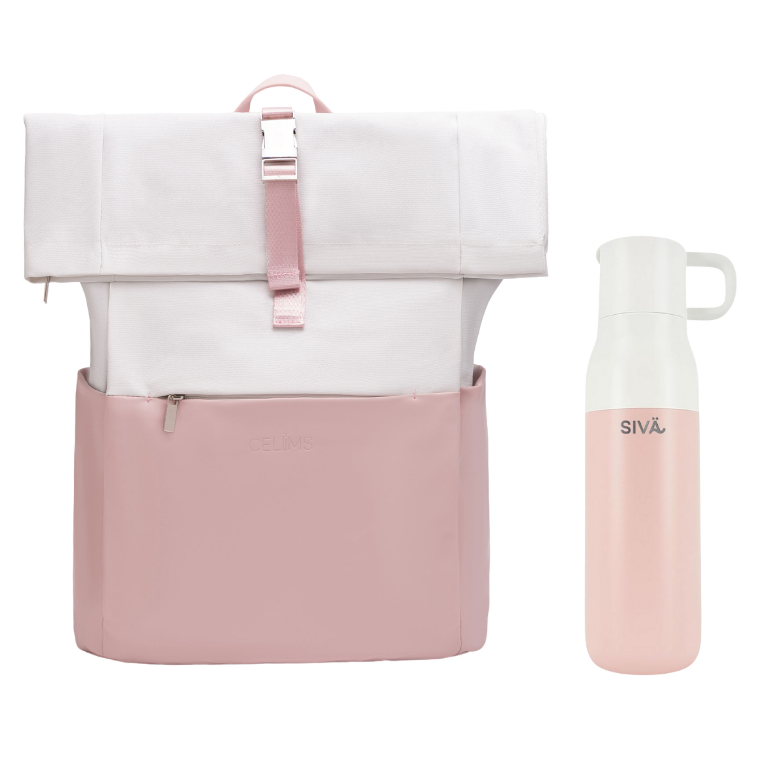 Pack Sac à dos Roll-Top CELIMS + Gourde Filtrante (Filtre Charbon) – Bagage à Main 45×36×20 cm