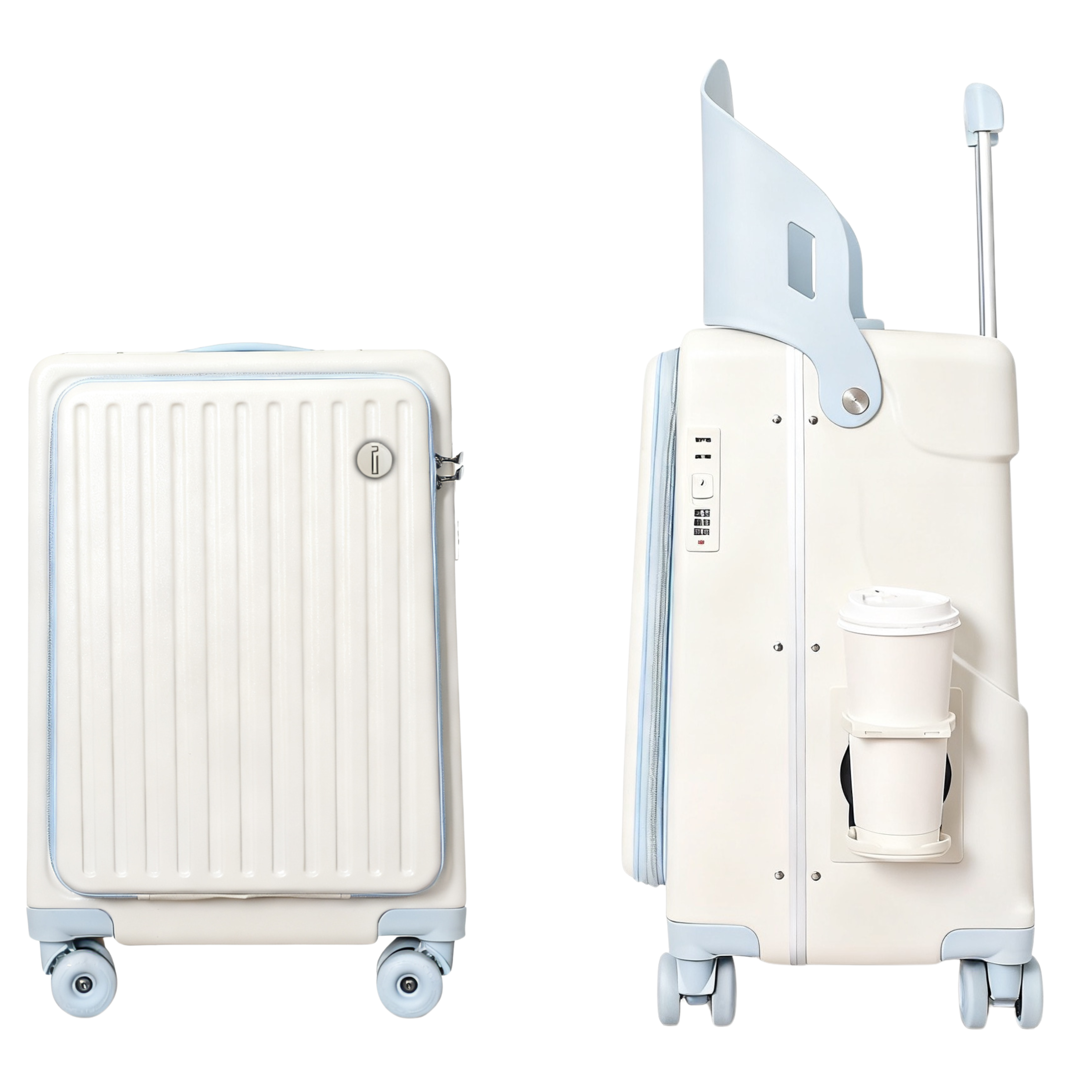 Valise Cabine avec Siège Enfant PopSeat - 55x35x25 - Porte USB - roulettes Ultra Résistantes avec Frein - Porte Gobelet - Cadenas - Rose