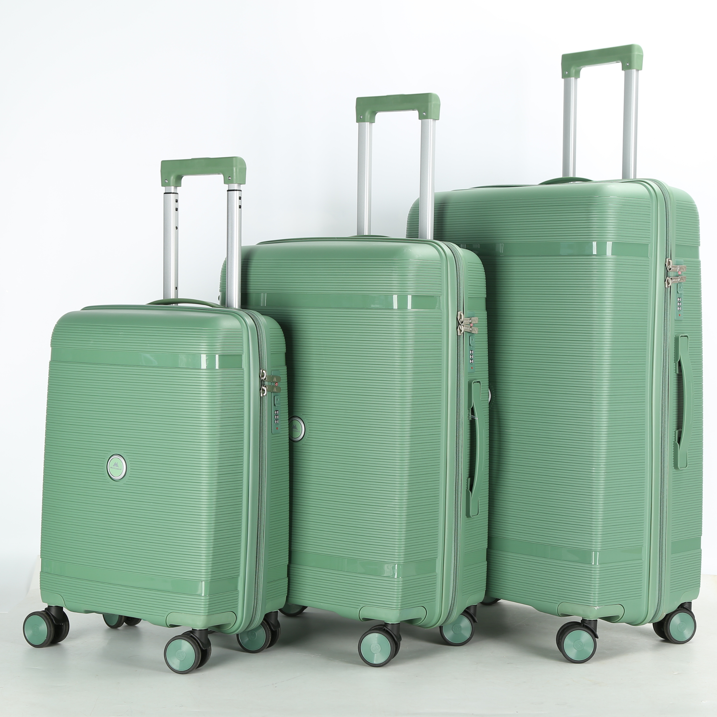 Set 3 Valises – Polypropylène (XL-75cm) (L-65cm) (S-55cm) – Vert Pastel