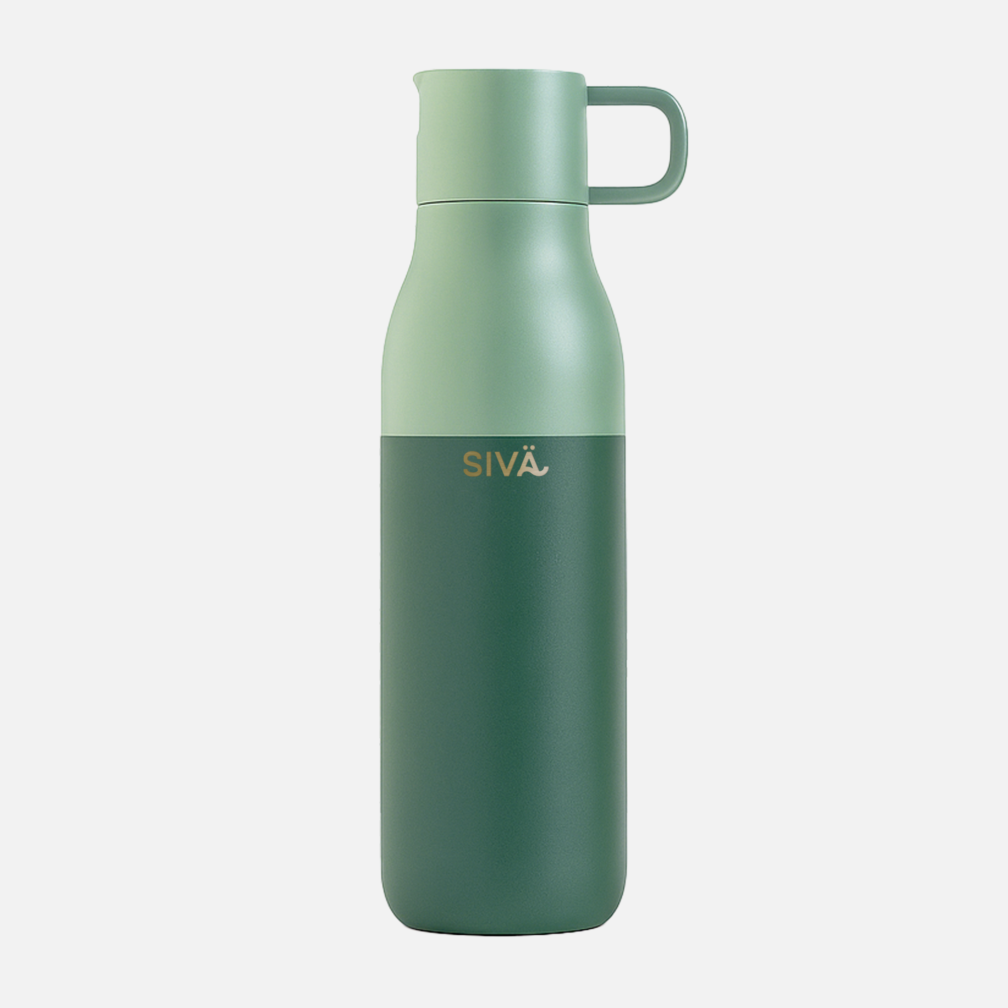 SIVÄ - Gourde Étanche et Isotherme | Gourde Inox Durable avec Filtre Naturel au Charbon | Bouteille Thermique | 740ml | 12h froid & 8h chaud | Vert