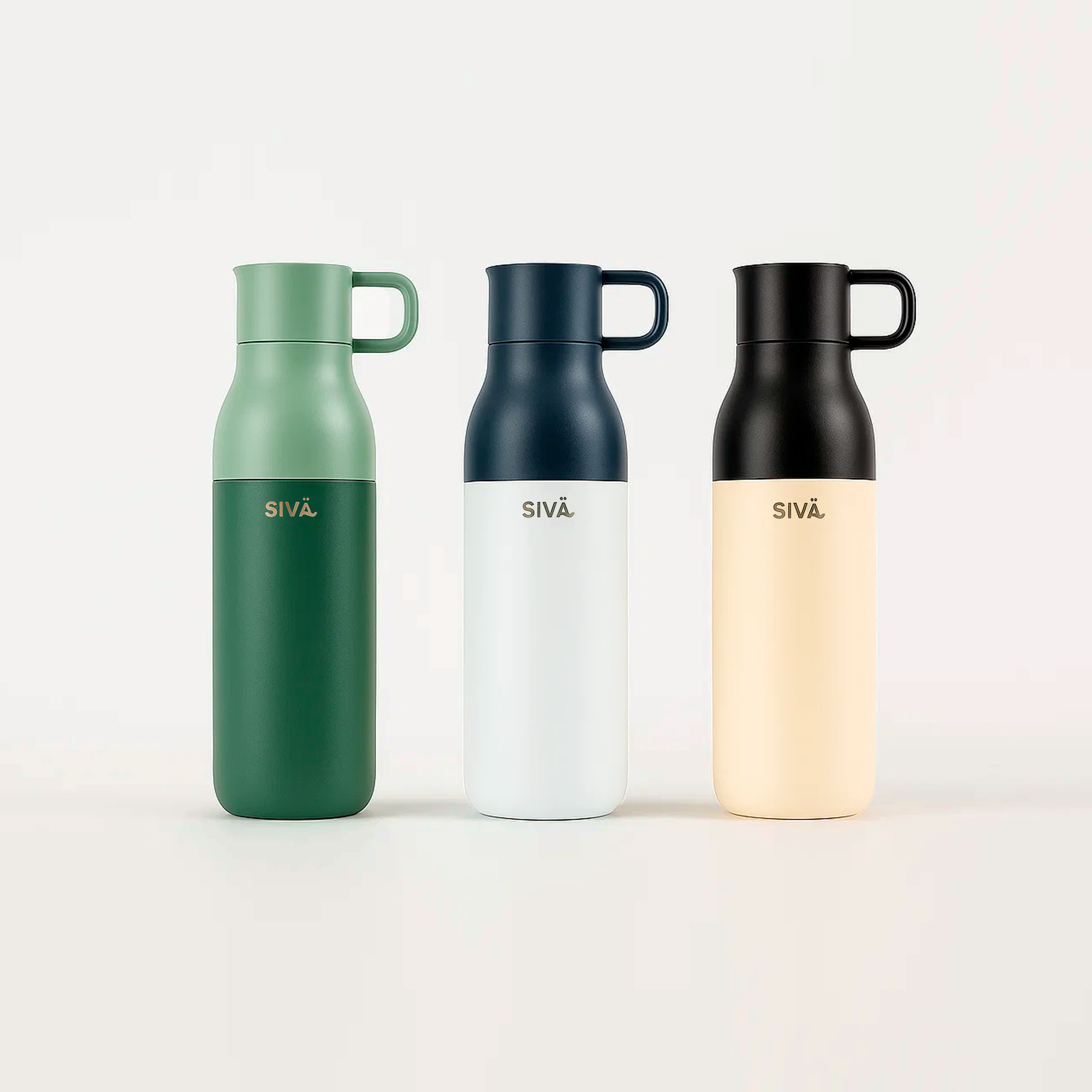 SIVÄ - Gourde Étanche et Isotherme | Gourde Inox Durable avec Filtre Naturel au Charbon | Bouteille Thermique | 740ml | 12h froid & 8h chaud | Vert