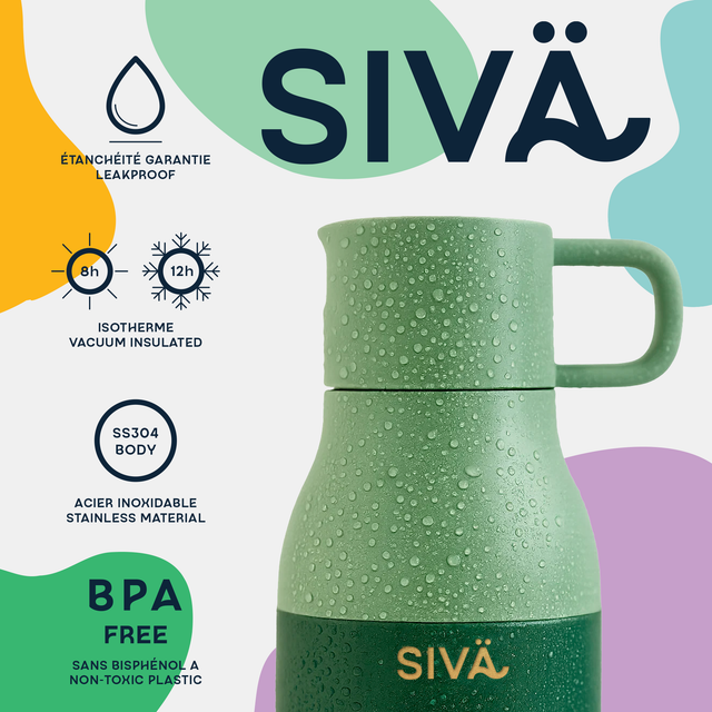 SIVÄ – 740ml Stainless Steel Insulated Water Bottle | 100% Leakproof with Activated Carbon Filter | BPA Free