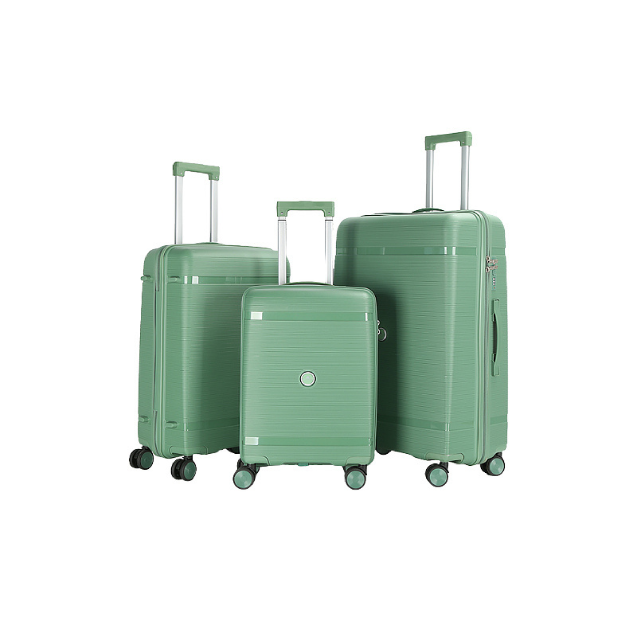 Juego de 3 Maletas – Polipropileno (XL-75cm) (L-65cm) (S-55cm) – Verde Pastel