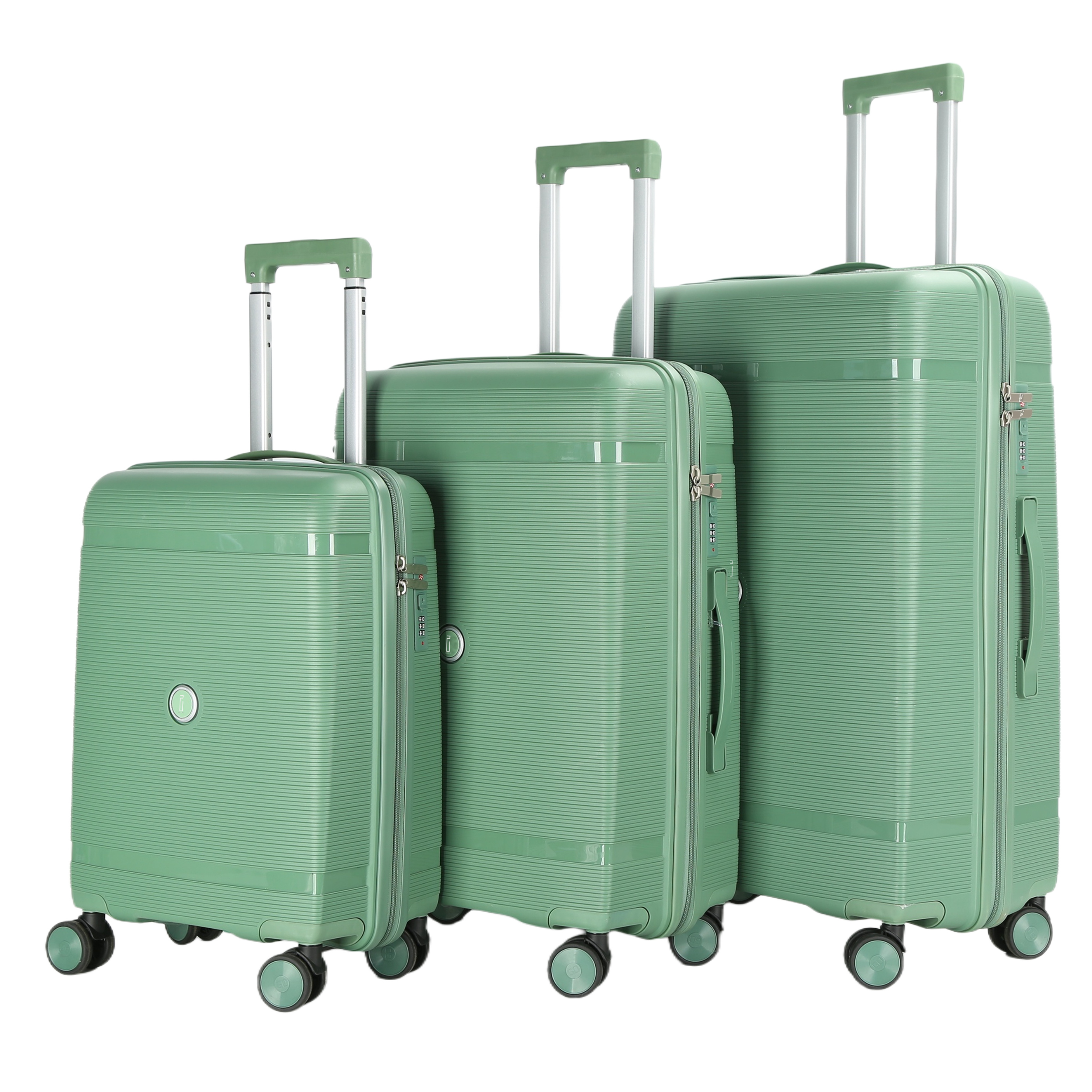 Juego de 3 Maletas – Polipropileno (XL-75cm) (L-65cm) (S-55cm) – Verde Pastel