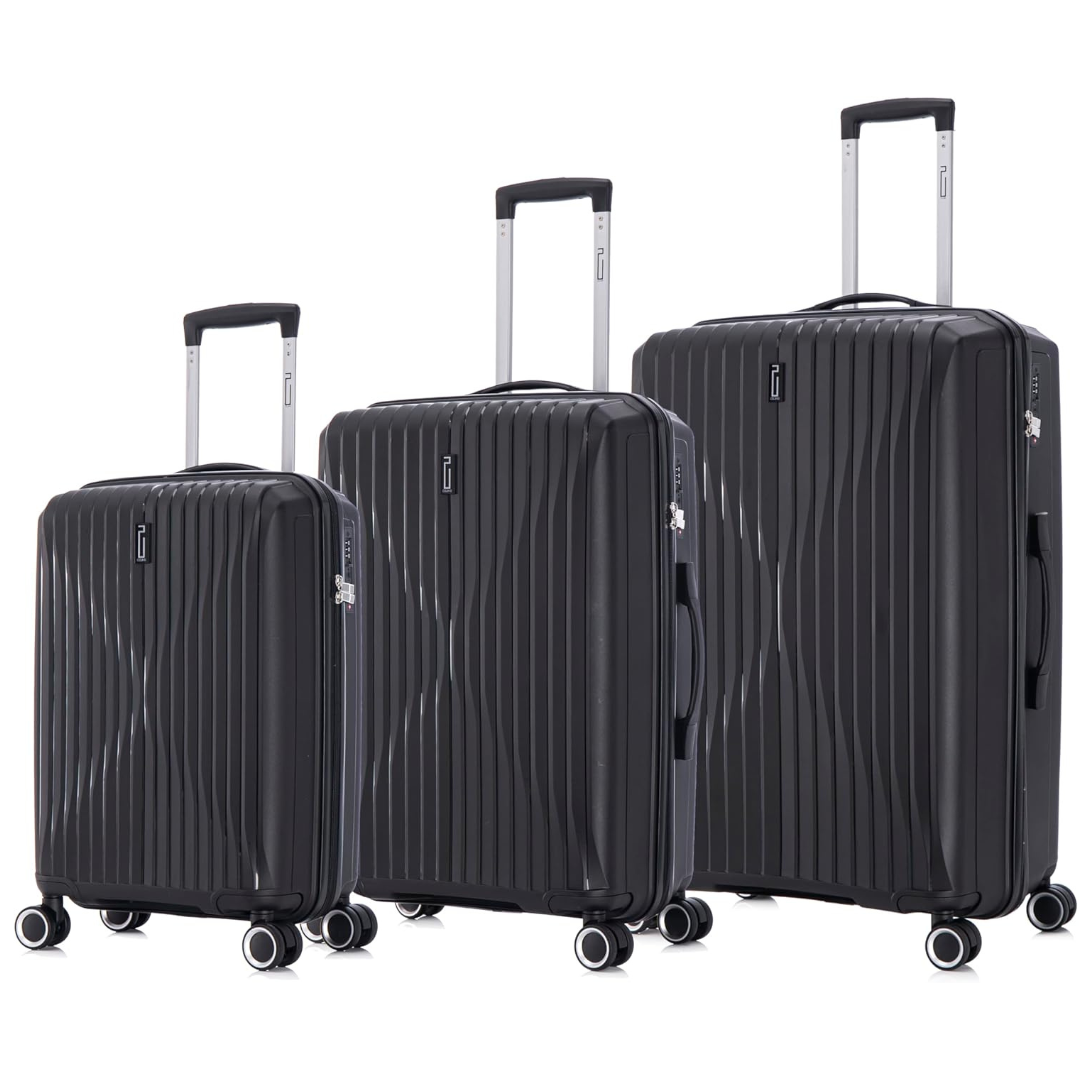 Set Valise 3 pièces En Polypropylène | Valise Cabine | Valise Moyenne | Valise Grande – Noir