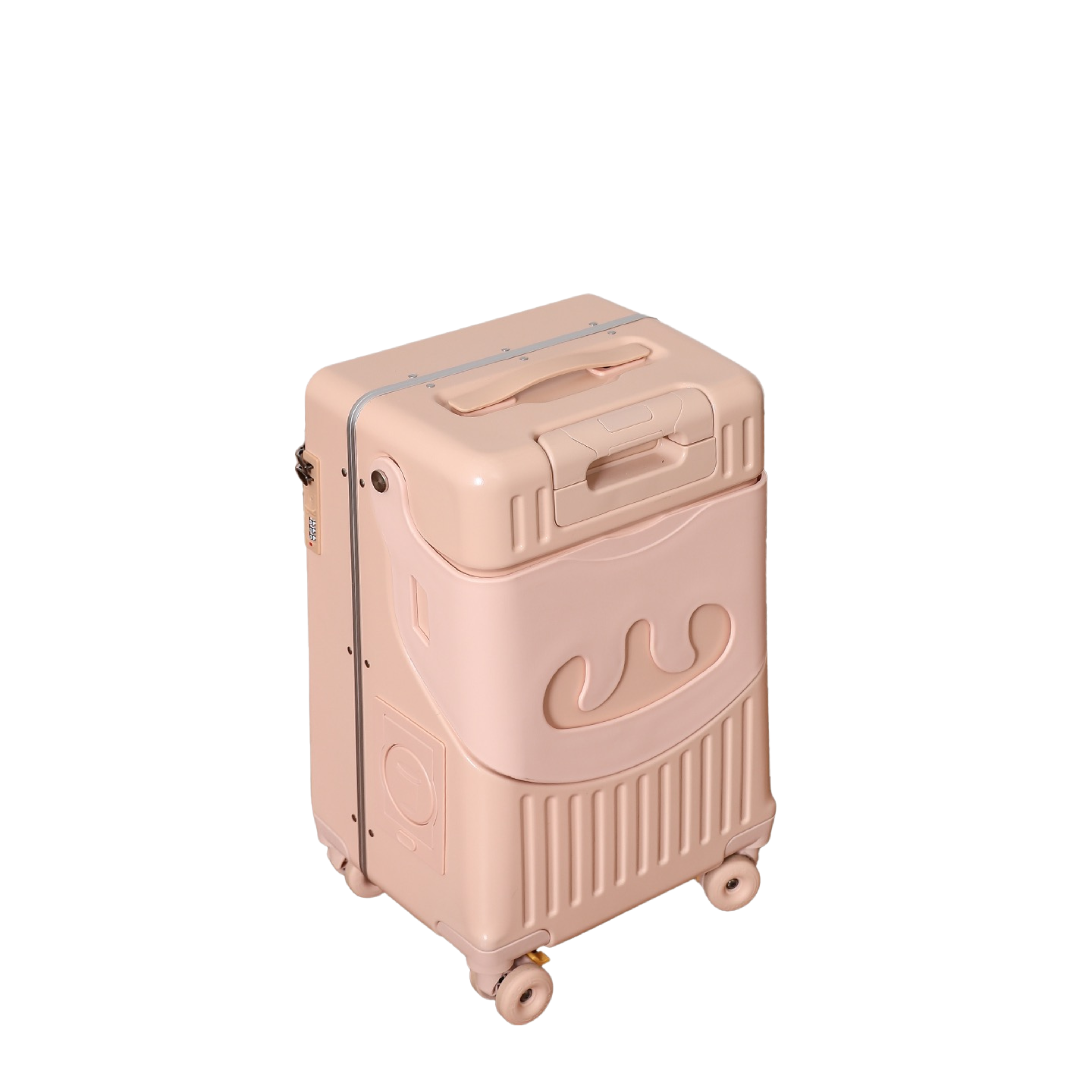 Valise Cabine avec Siège Enfant PopSeat - 55x35x25 - Porte USB - roulettes Ultra Résistantes avec Frein - Porte Gobelet - Cadenas - Blanc et Jaune