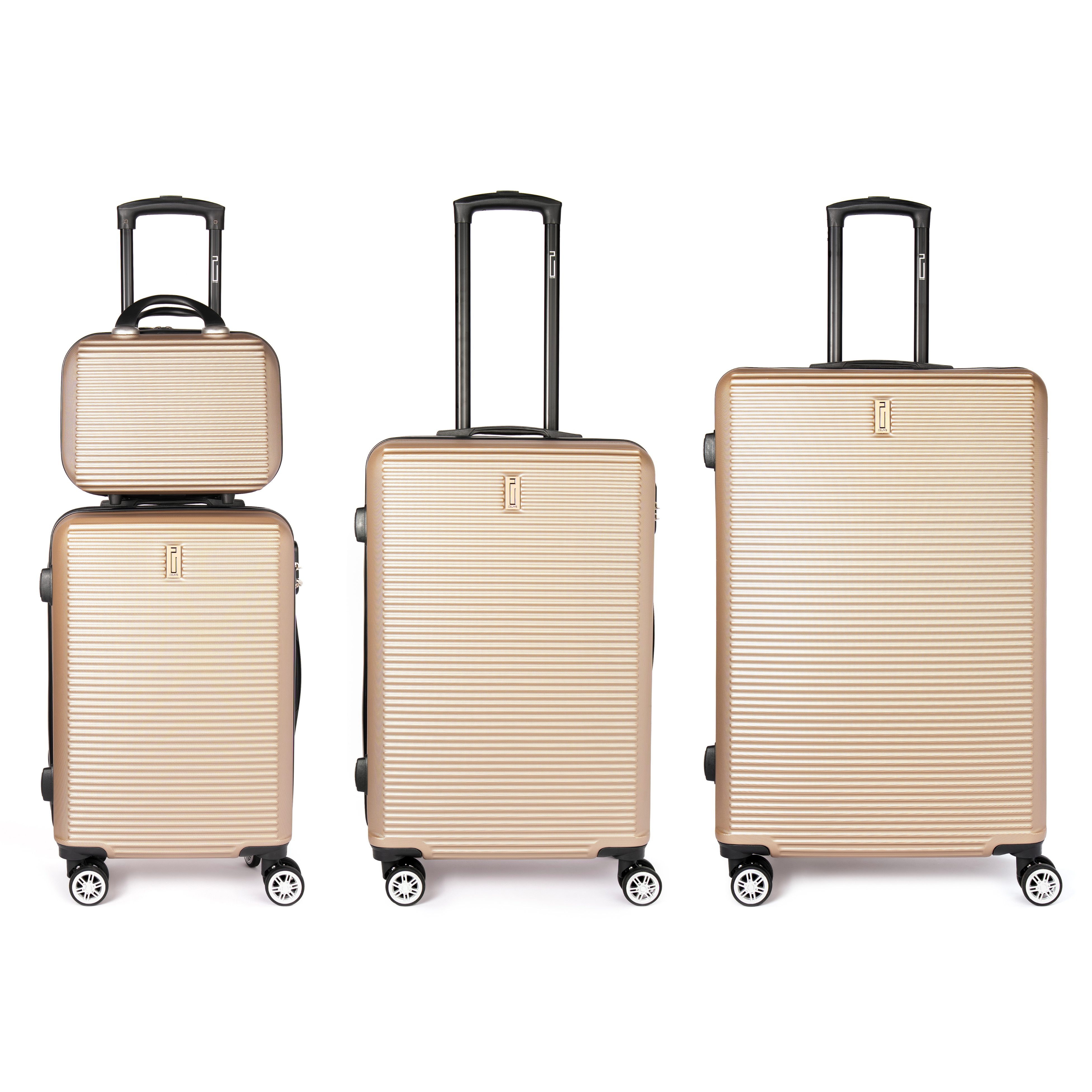 Set De Valise 4 pièces Week-end | Valise Cabine | Valise Moyenne | Valise Grande | Vanity – Champagne