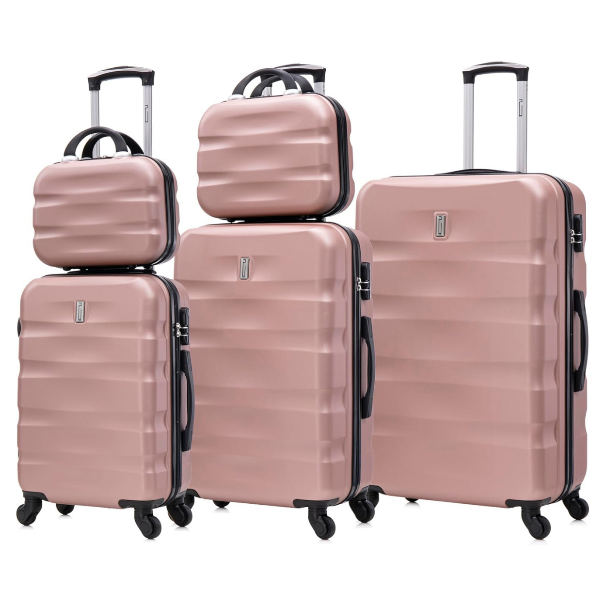 Set Valise 5 pièces AeroWave  | Valise Cabine | Valise Moyenne | Valise Grande | 2x Vanity – Rose Gold