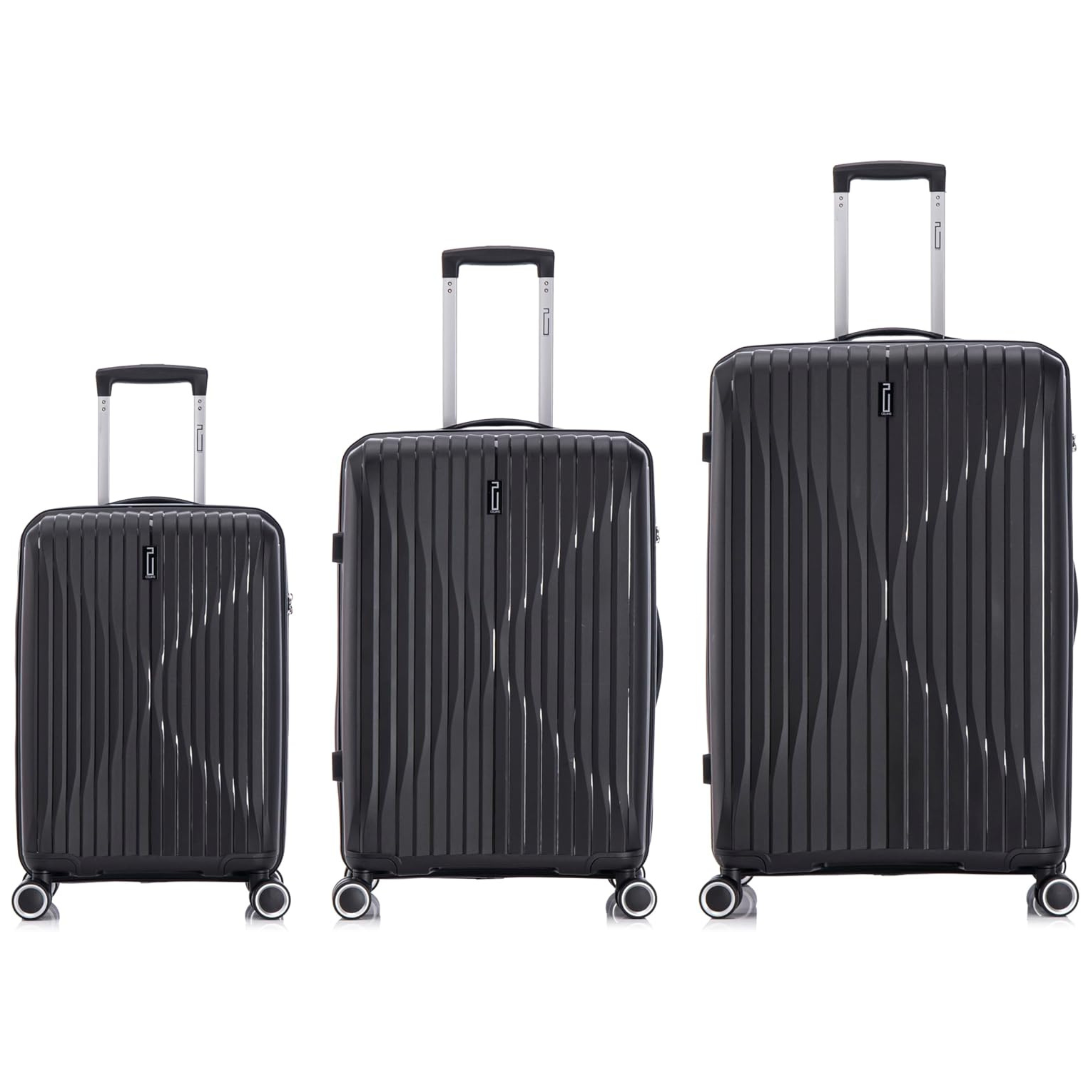 Set Valise 3 pièces En Polypropylène | Valise Cabine | Valise Moyenne | Valise Grande – Noir