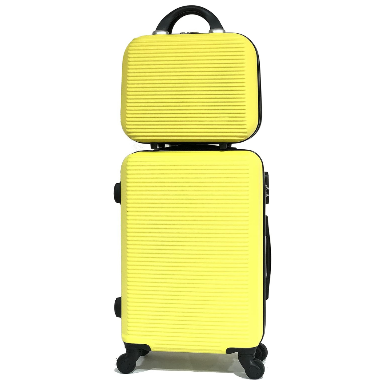 Set De Valise 5 pièces Week-end | Valise Cabine | Valise Moyenne | Valise Grande | 2x Vanity – Jaune