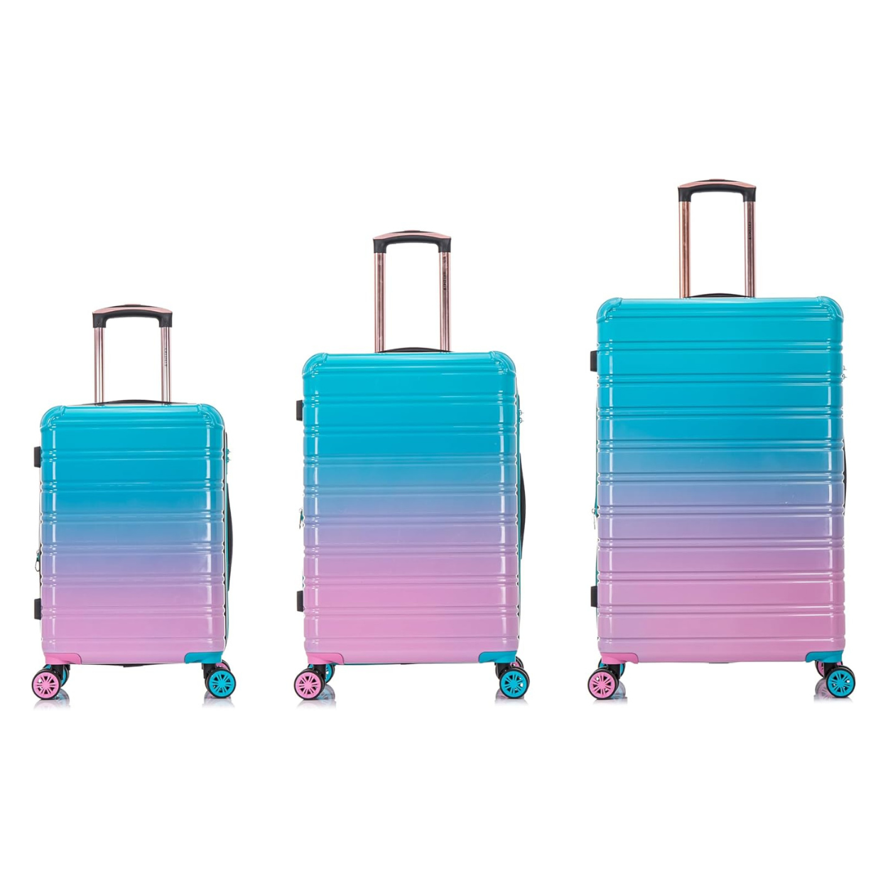 Set Valise 3 pièces Polycarbonate | Valise Cabine | Valise Moyenne | Valise Grande – Dégradé Turquoise - Celims France