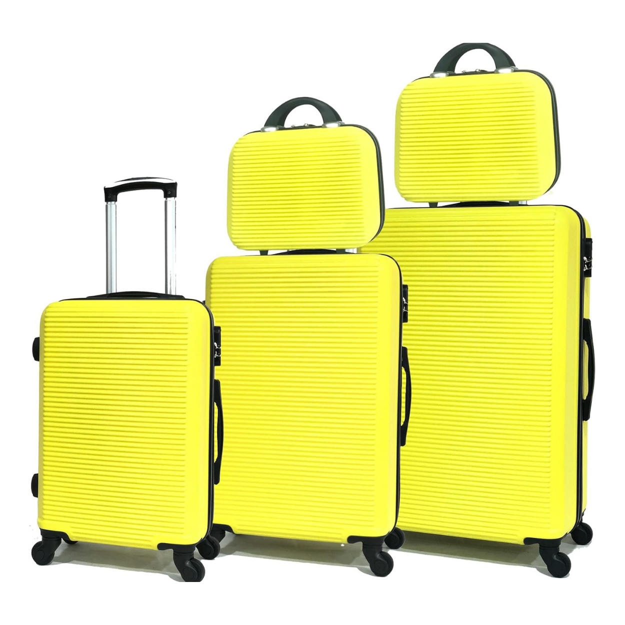 Set De Valise 5 pièces Week-end | Valise Cabine | Valise Moyenne | Valise Grande | 2x Vanity – Jaune