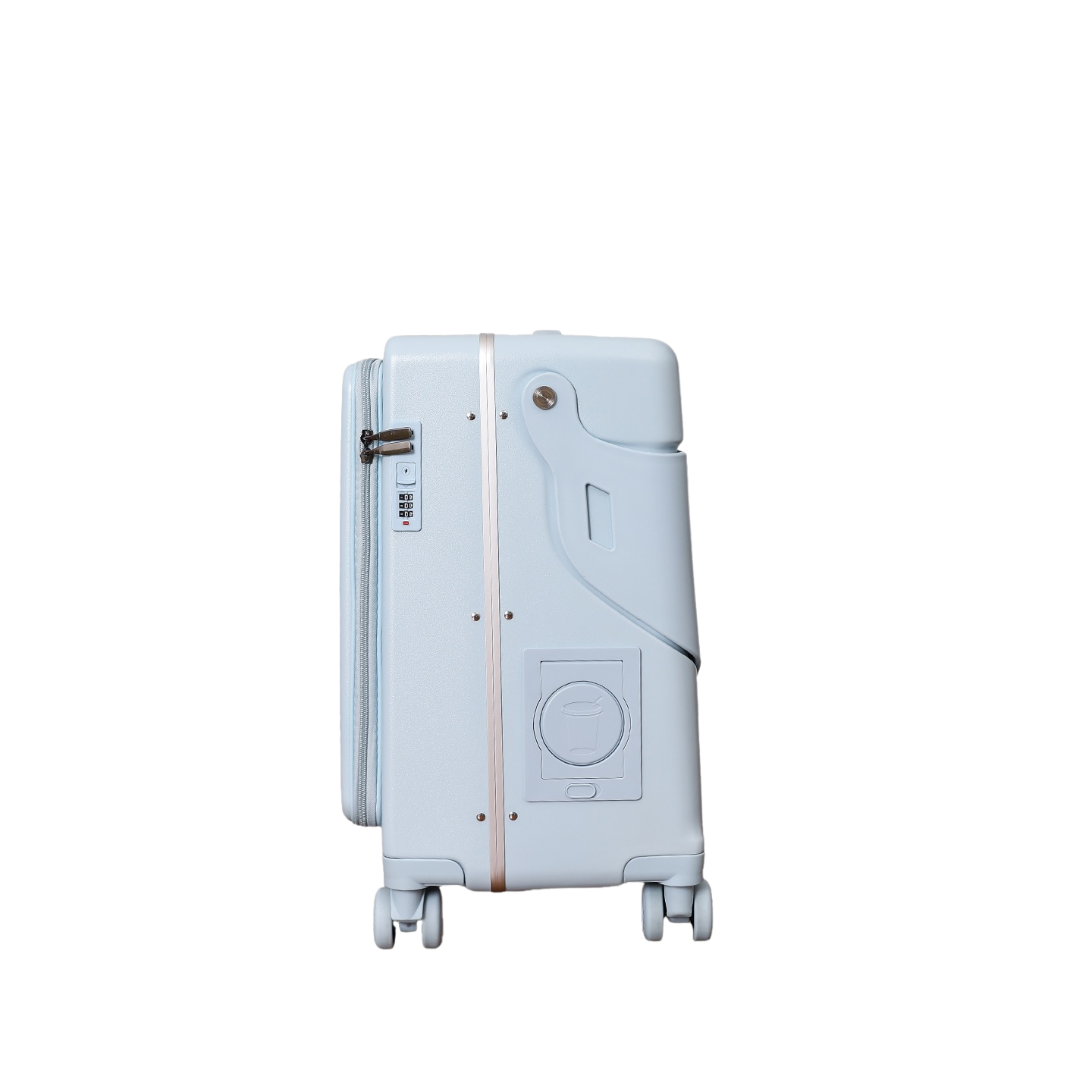 Valise Cabine avec Siège Enfant PopSeat - 55x35x25 - Porte USB - roulettes Ultra Résistantes avec Frein - Porte Gobelet - Cadenas - Blanc et Jaune