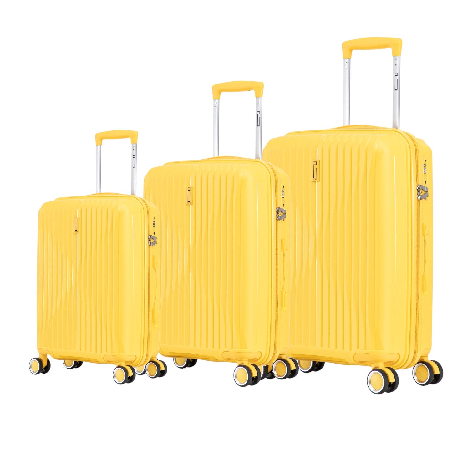 3-Piece Polypropylene Suitcase Set | Cabin Suitcase | Medium Suitcase | Large Suitcase – Black