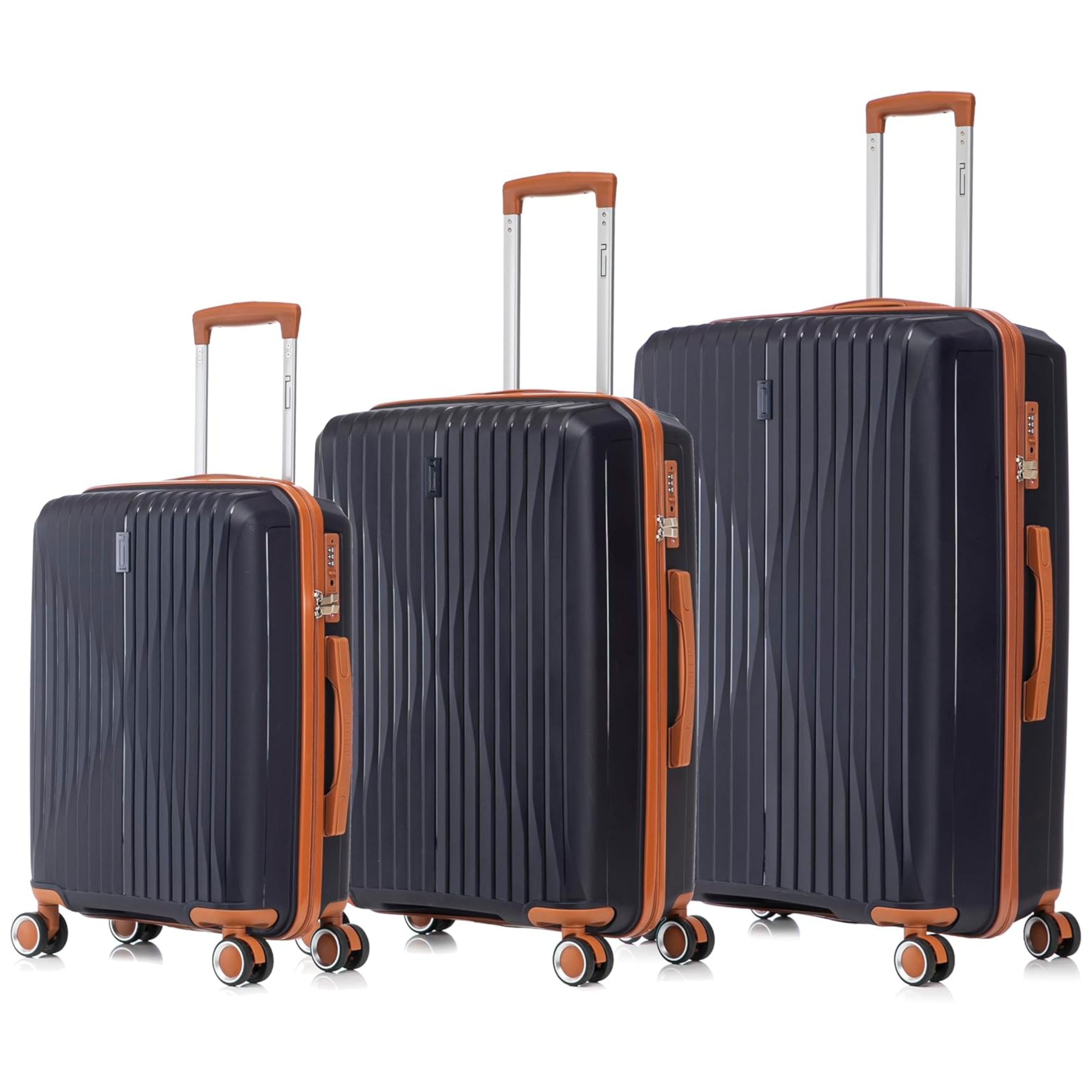 3 Piece Polypropylene Suitcase Set | Cabin Suitcase | Medium Suitcase | Large Suitcase - Blue
