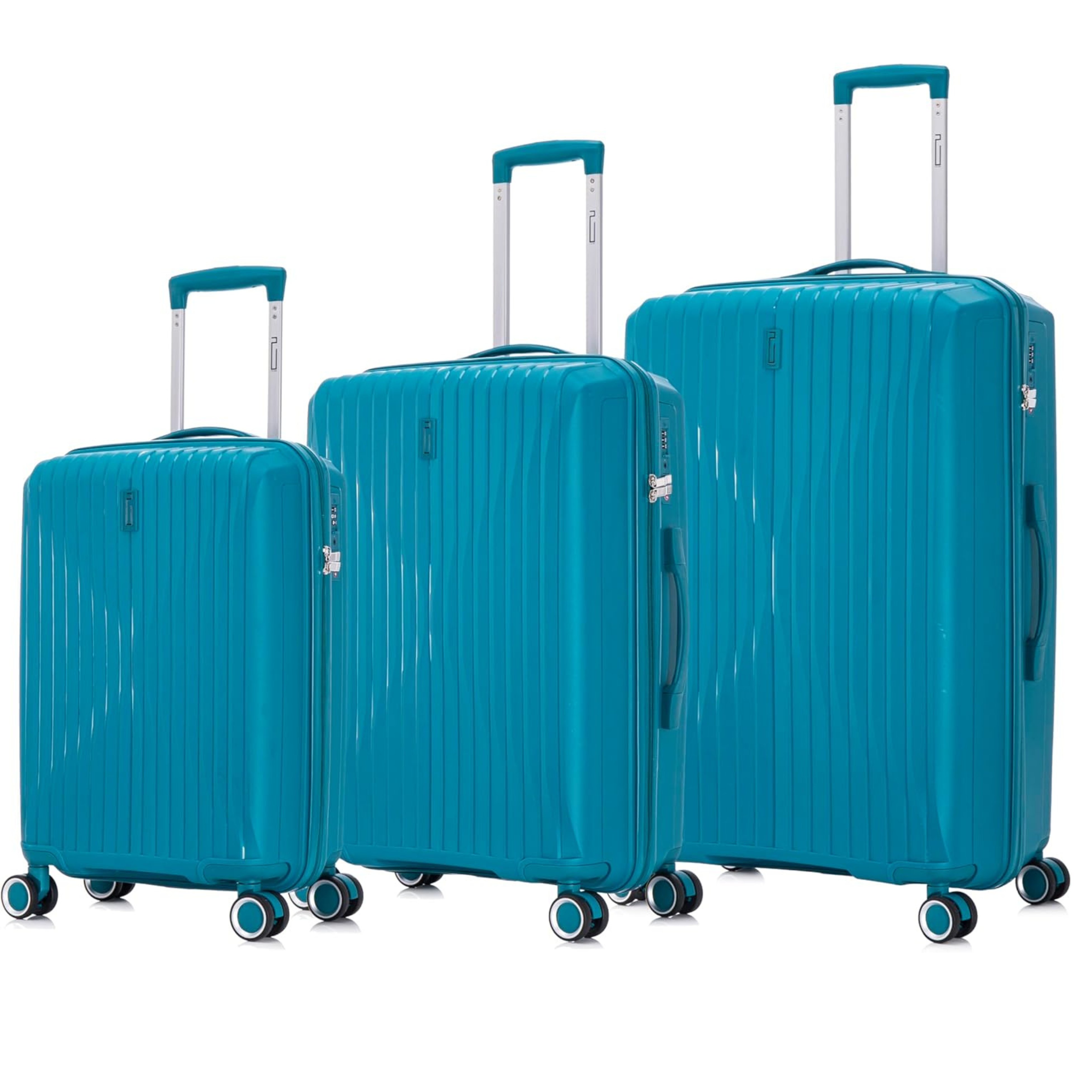 Set Valise 3 pièces En Polypropylène | Valise Cabine | Valise Moyenne | Valise Grande – Bleu