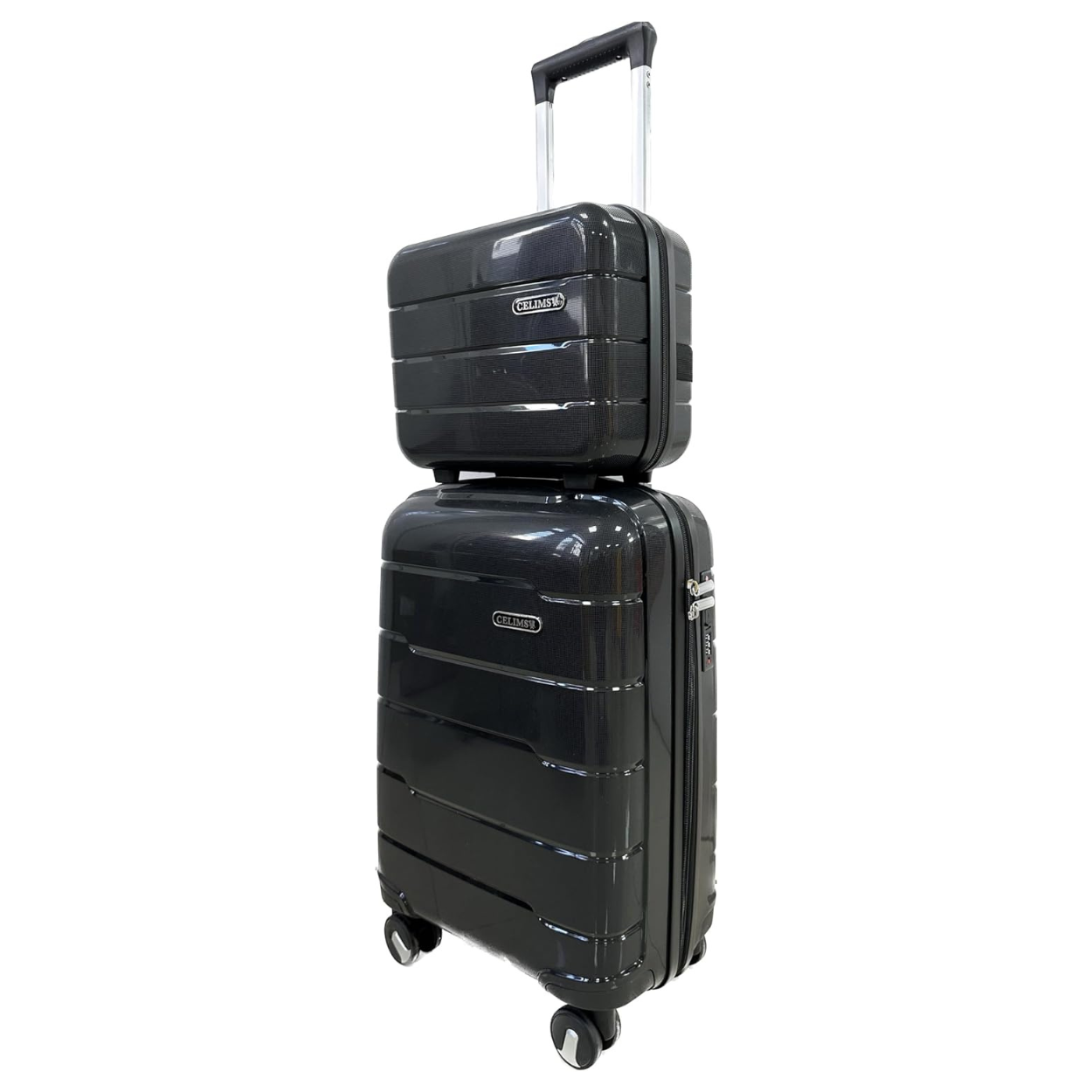 Valise Cabine avec Vanity Polypropylène | Bagage Cabine | 55x40x20 | Noir - Celims France