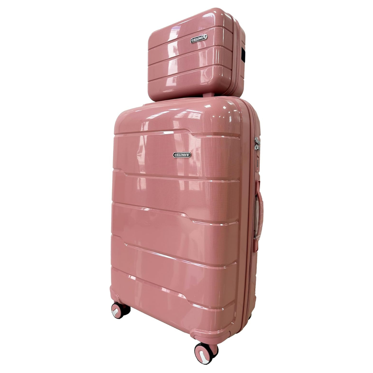 Set Valise 4 pièces Polypropylène | Valise Cabine | Valise Moyenne | Valise Grande | Vanity – Rose Gold - Celims France