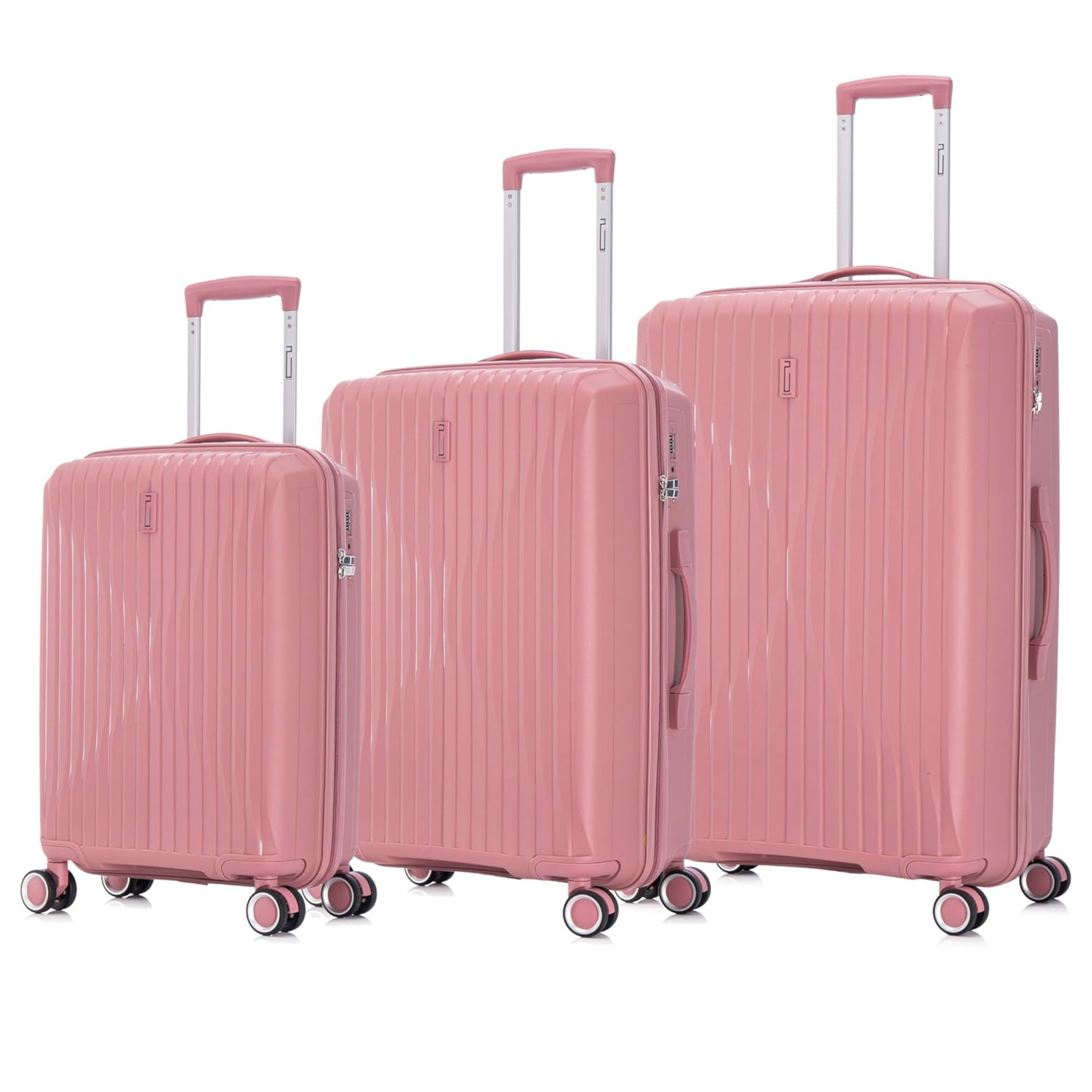 Set Valise 3 pièces En Polypropylène | Valise Cabine | Valise Moyenne | Valise Grande – Rose - Celims France