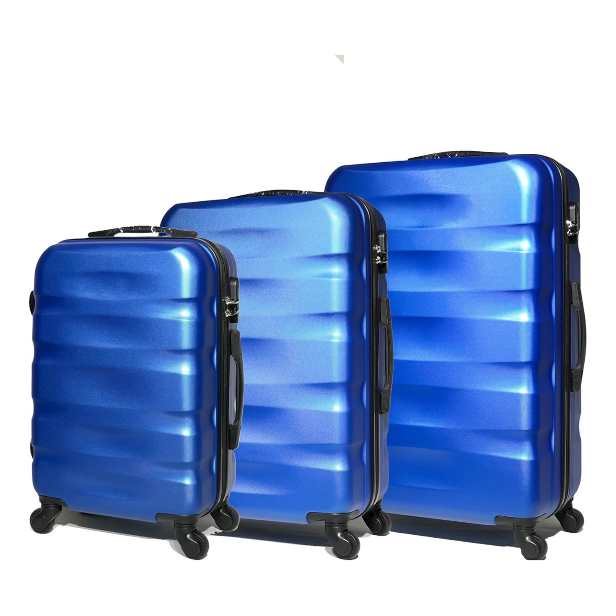 Set Valise 5 pièces AeroWave  | Valise Cabine | Valise Moyenne | Valise Grande | 2x Vanity – Bleu