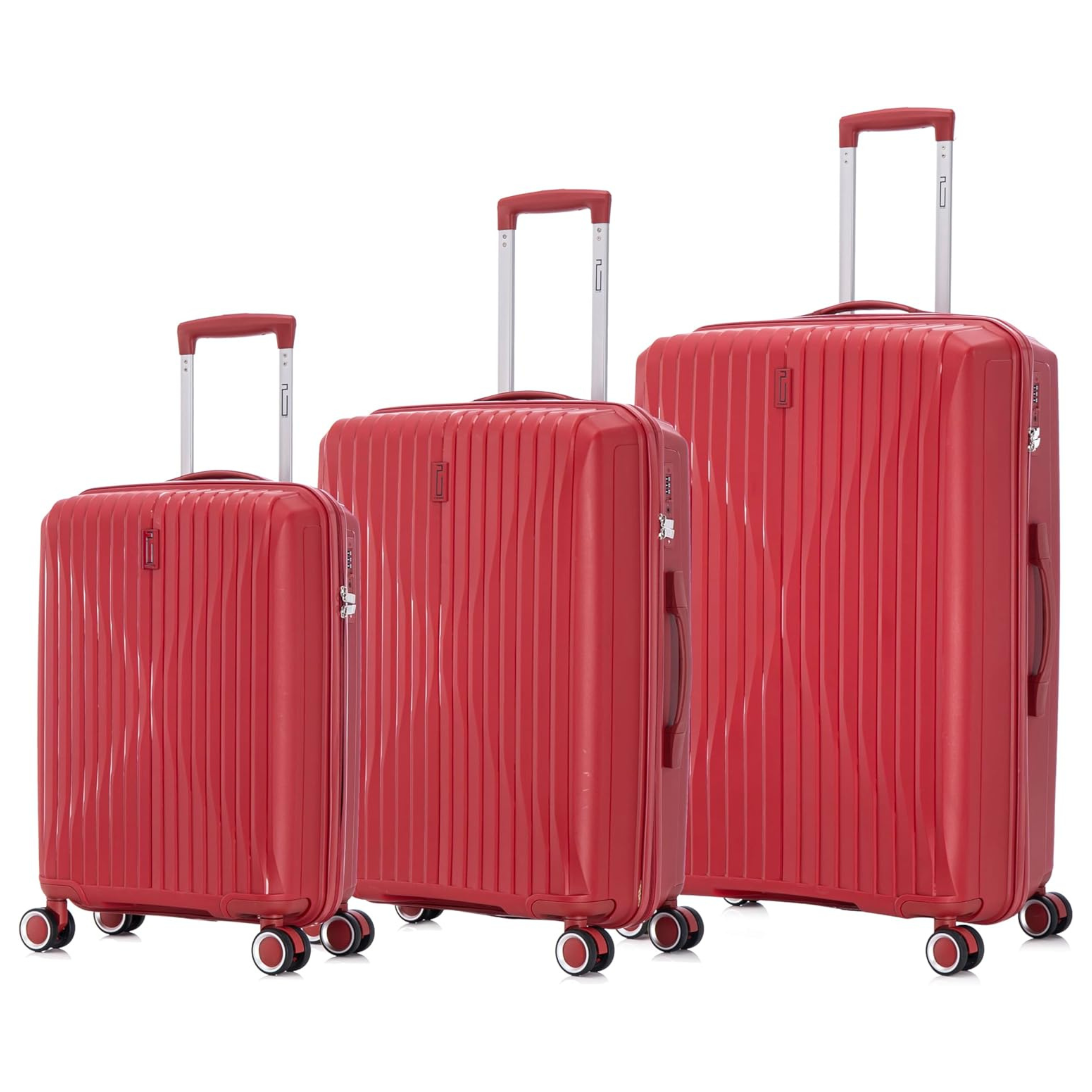 Set Valise 3 pièces En Polypropylène | Valise Cabine | Valise Moyenne | Valise Grande – Rouge