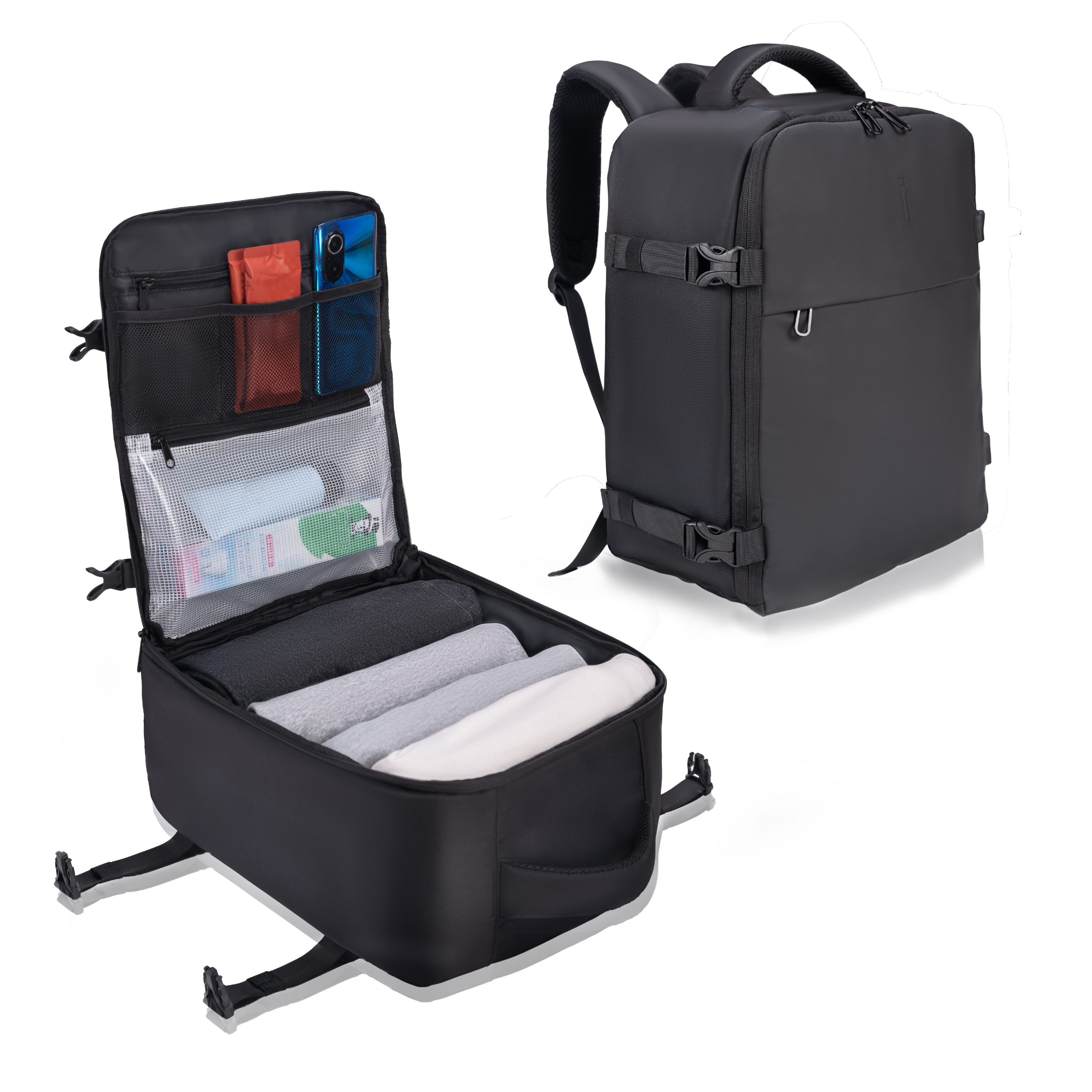 Zaino CELIMS 40x30x20 - Bagaglio a mano - Impermeabile - Nero