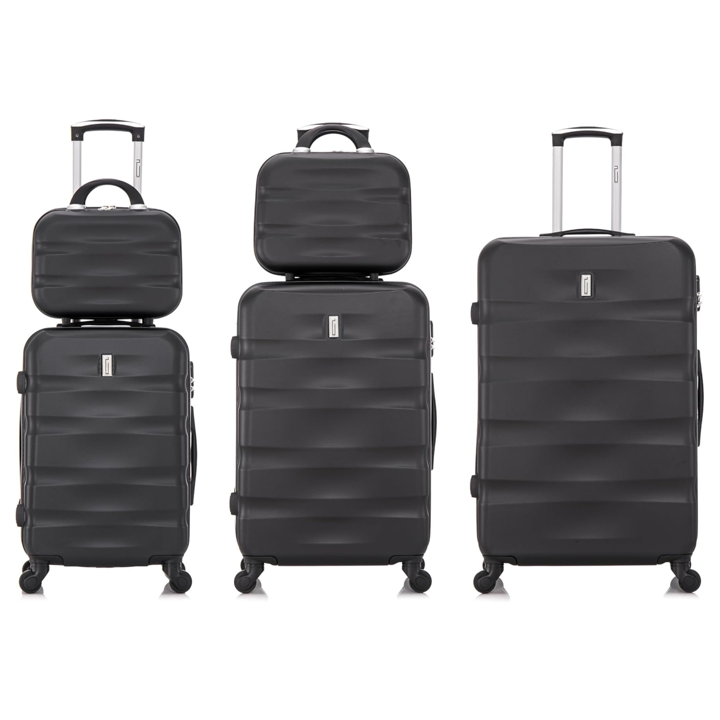 Set Valise 5 pièces AeroWave  | Valise Cabine | Valise Moyenne | Valise Grande | 2x Vanity – Noir