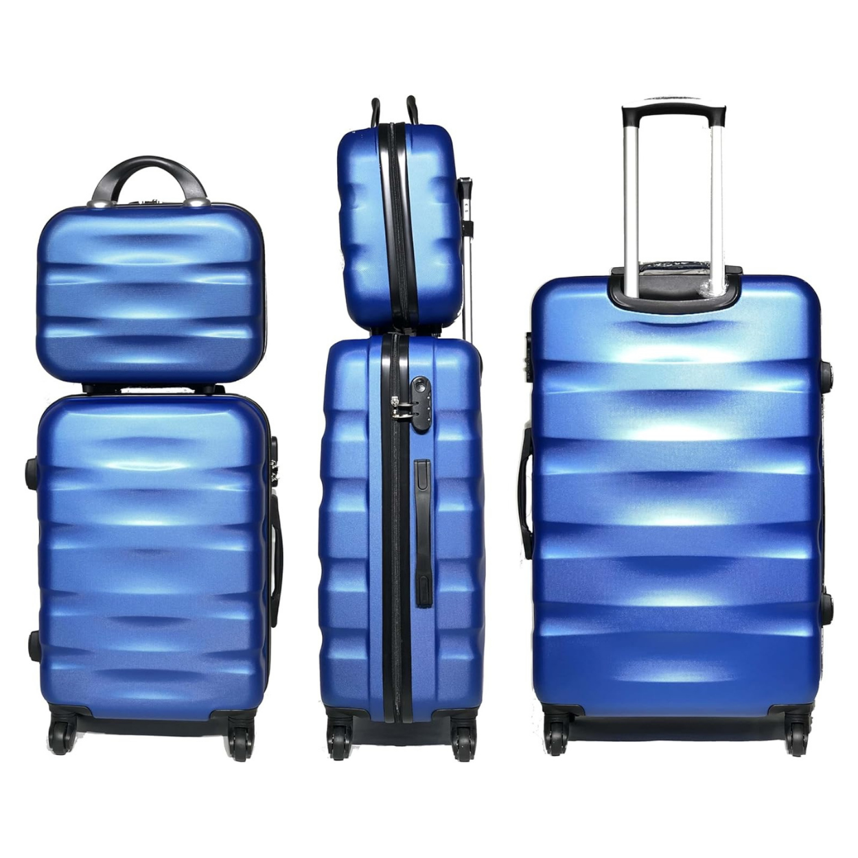 Set Valise 5 pièces AeroWave  | Valise Cabine | Valise Moyenne | Valise Grande | 2x Vanity – Bleu