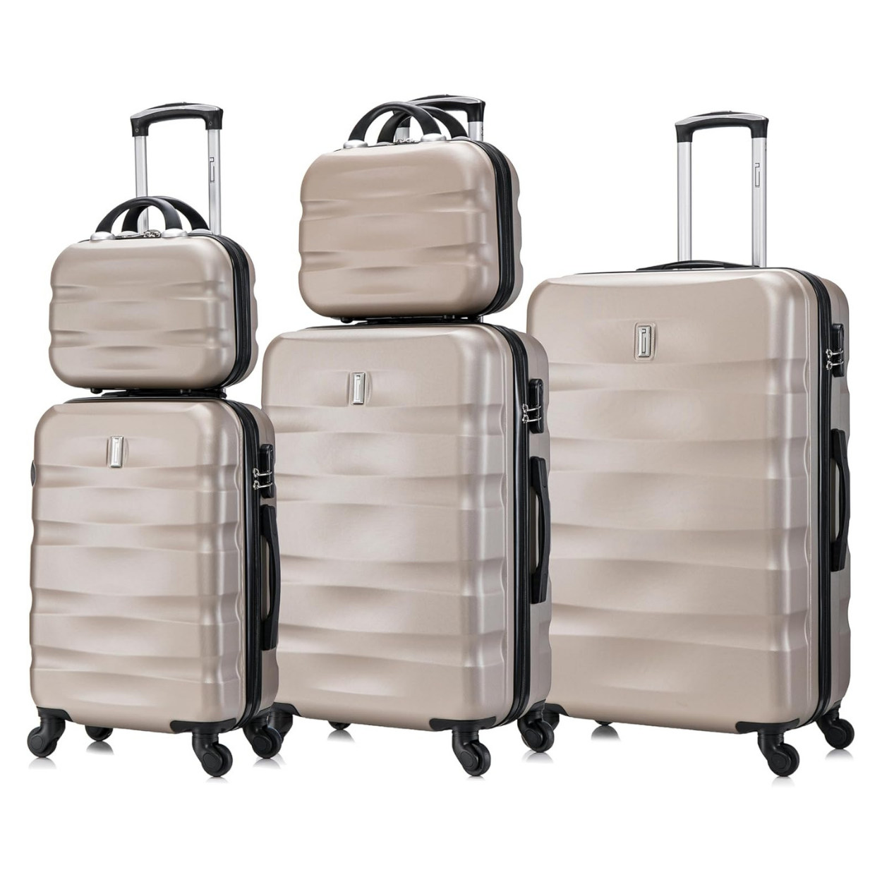 Set Valise 5 pièces AeroWave  | Valise Cabine | Valise Moyenne | Valise Grande | 2x Vanity – Champagne - Celims France