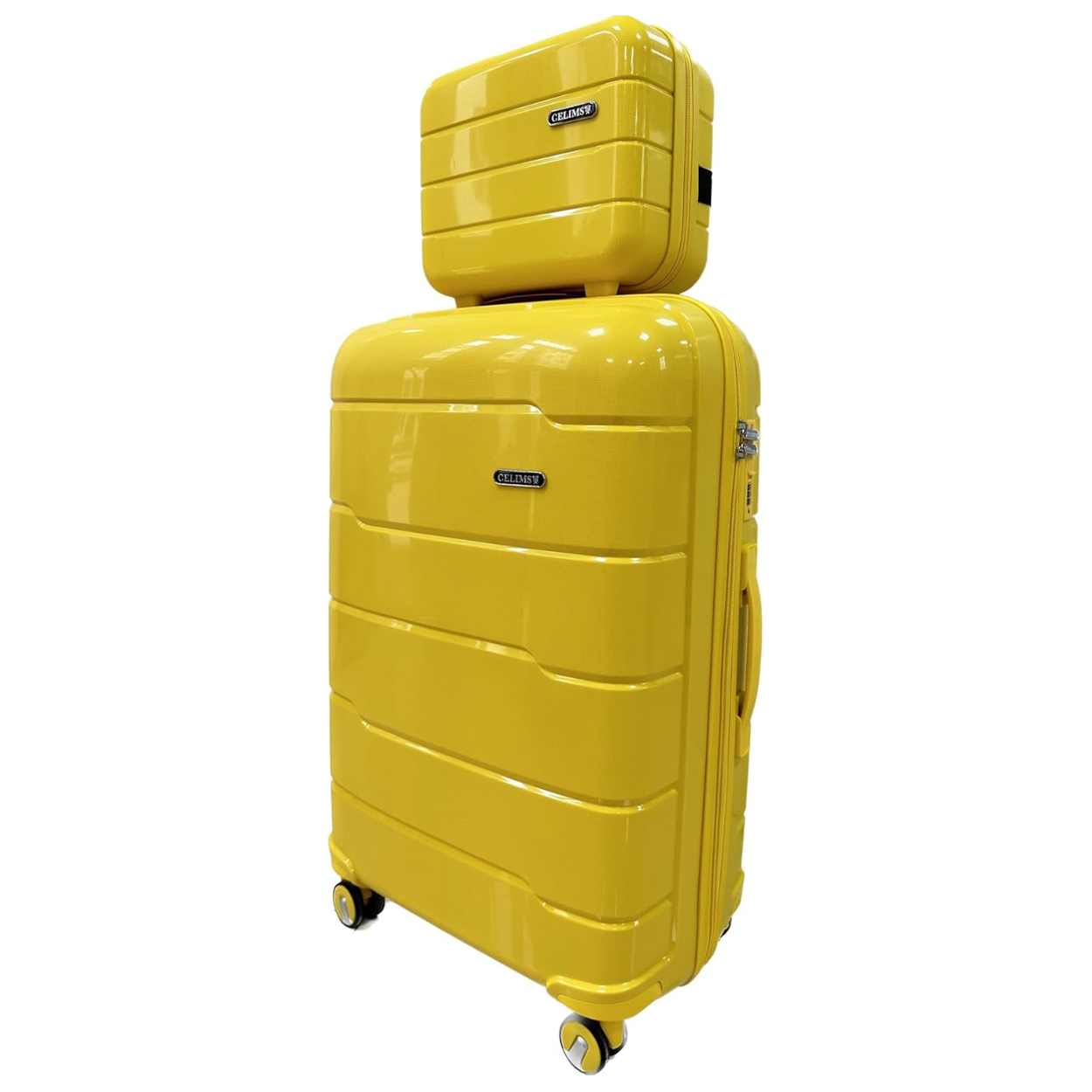 Set Valise 4 pièces Polypropylène | Valise Cabine | Valise Moyenne | Valise Grande | Vanity – Jaune