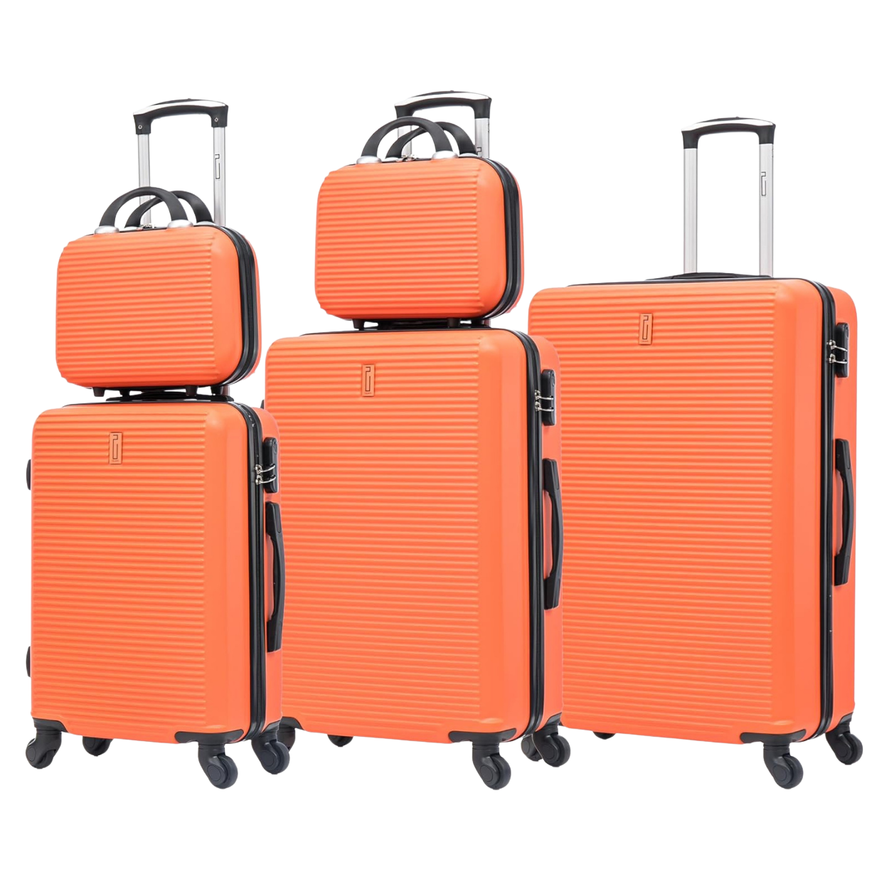 5-piece Week-end suitcase set | Cabin suitcase | Medium suitcase | Large suitcase | 2x Vanity case - Orange