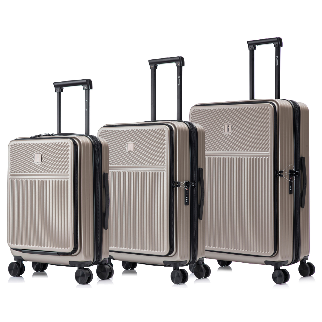 Set de 3 Valises ABS – Front Opening - Extensible & Serrure TSA (XL-75 cm / L-65 cm / S-56 cm)