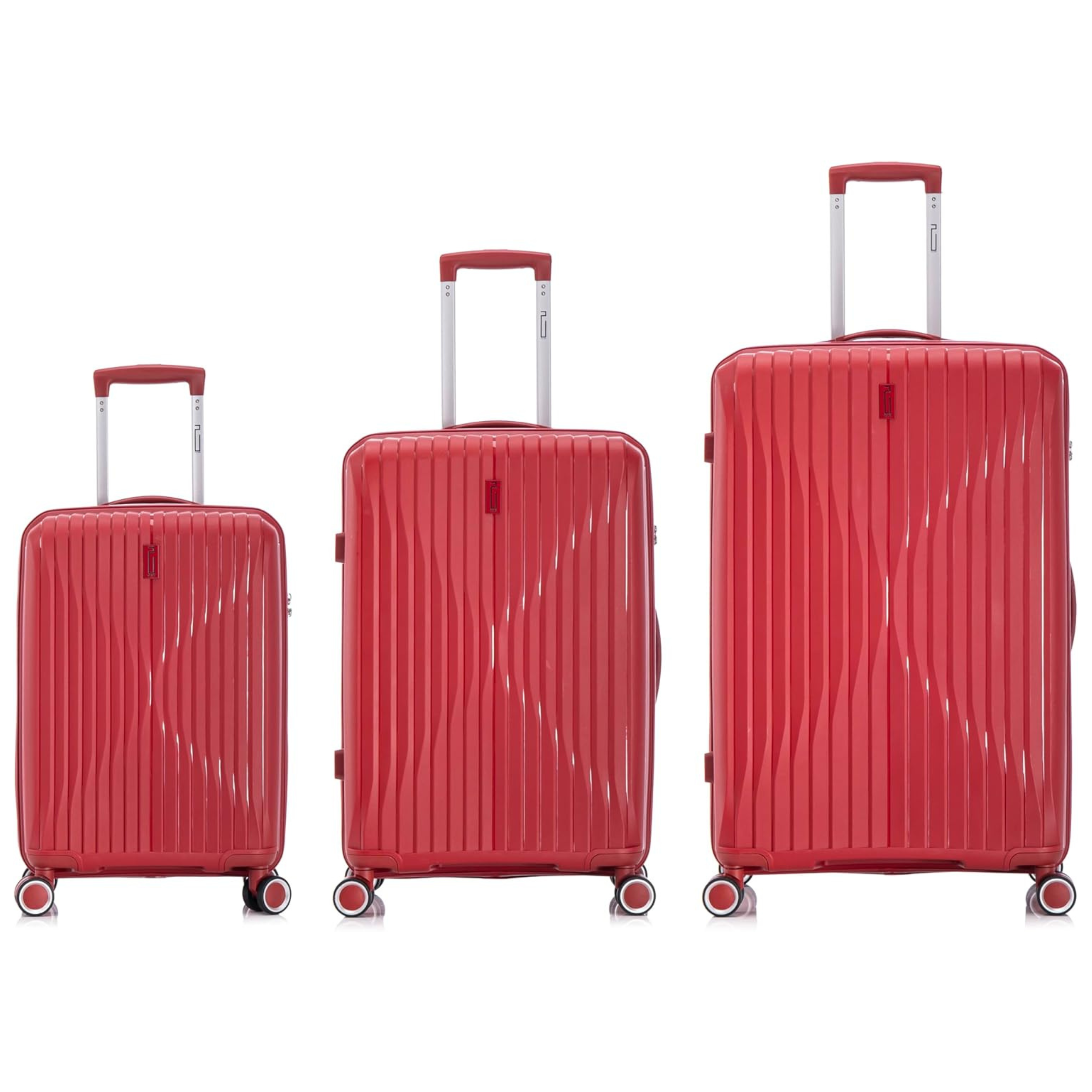 Set Valise 3 pièces En Polypropylène | Valise Cabine | Valise Moyenne | Valise Grande – Rouge - Celims France