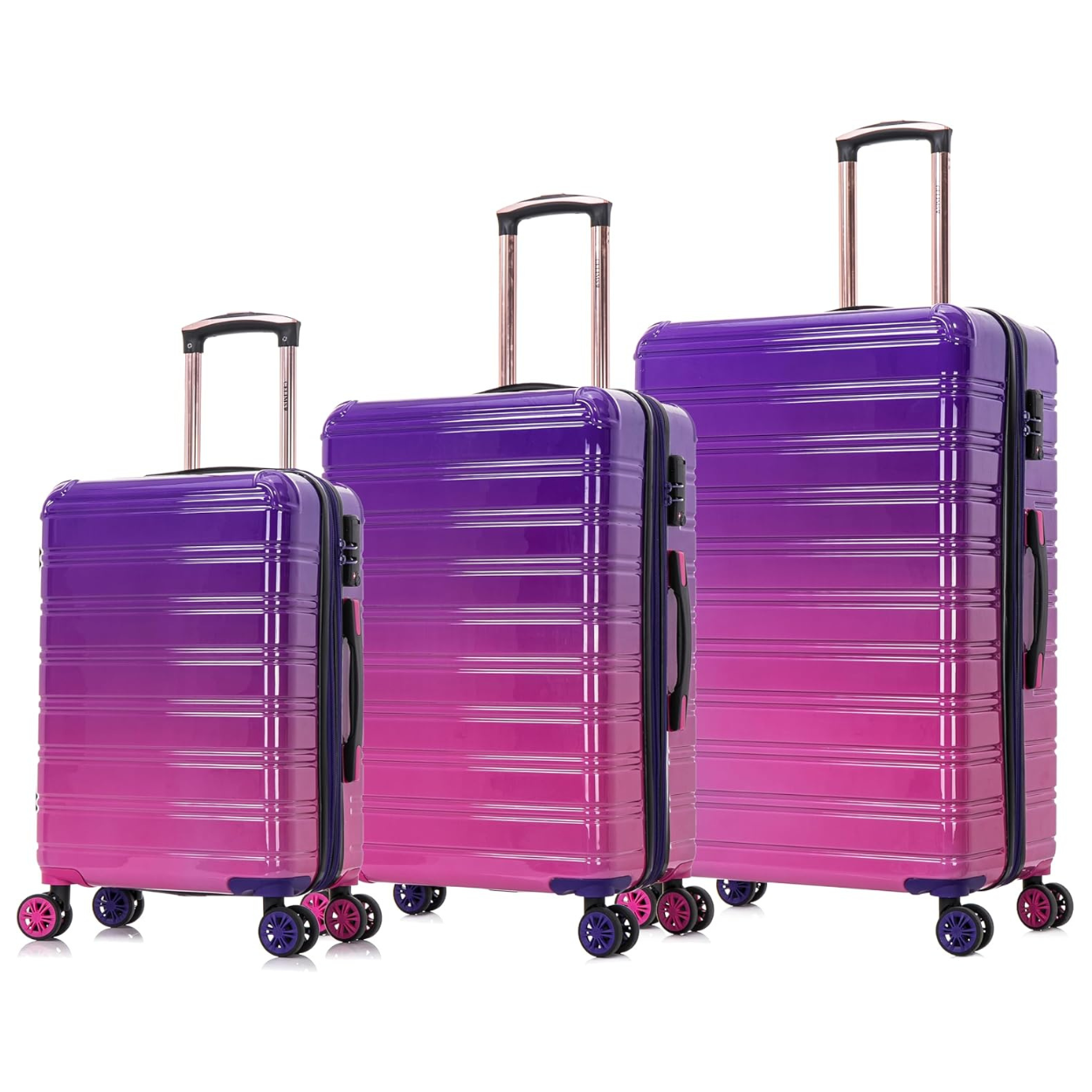 Set Valise 3 pièces Polycarbonate | Valise Cabine | Valise Moyenne | Valise Grande – Dégradé Violet