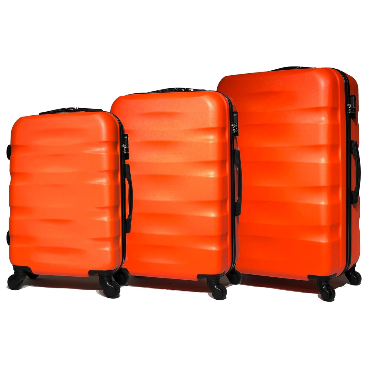 Set Valise 5 pièces AeroWave  | Valise Cabine | Valise Moyenne | Valise Grande | 2x Vanity – Orange