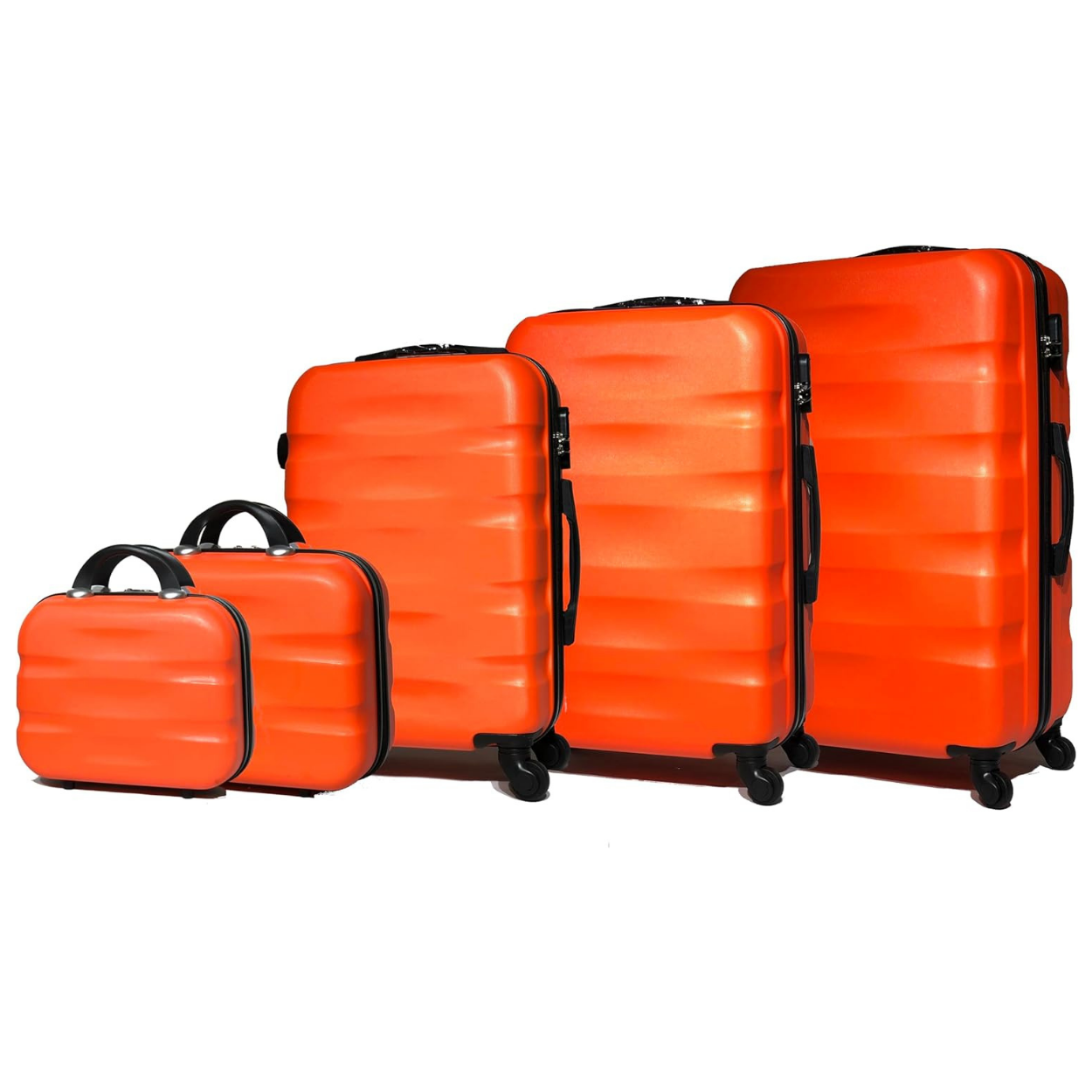 Set Valise 5 pièces AeroWave  | Valise Cabine | Valise Moyenne | Valise Grande | 2x Vanity – Orange