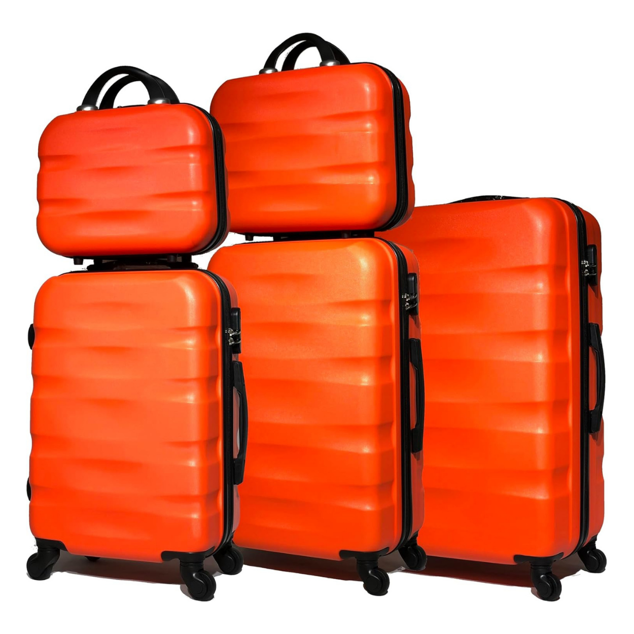 Set Valise 5 pièces AeroWave  | Valise Cabine | Valise Moyenne | Valise Grande | 2x Vanity – Orange