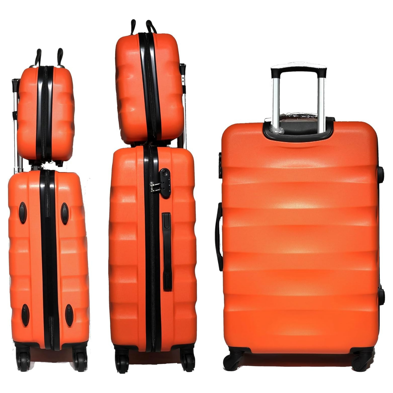 Set Valise 5 pièces AeroWave  | Valise Cabine | Valise Moyenne | Valise Grande | 2x Vanity – Orange