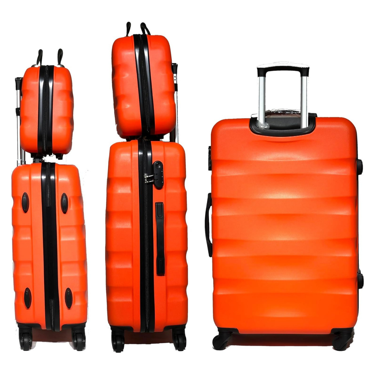 Set Valise 5 pièces AeroWave  | Valise Cabine | Valise Moyenne | Valise Grande | 2x Vanity – Orange