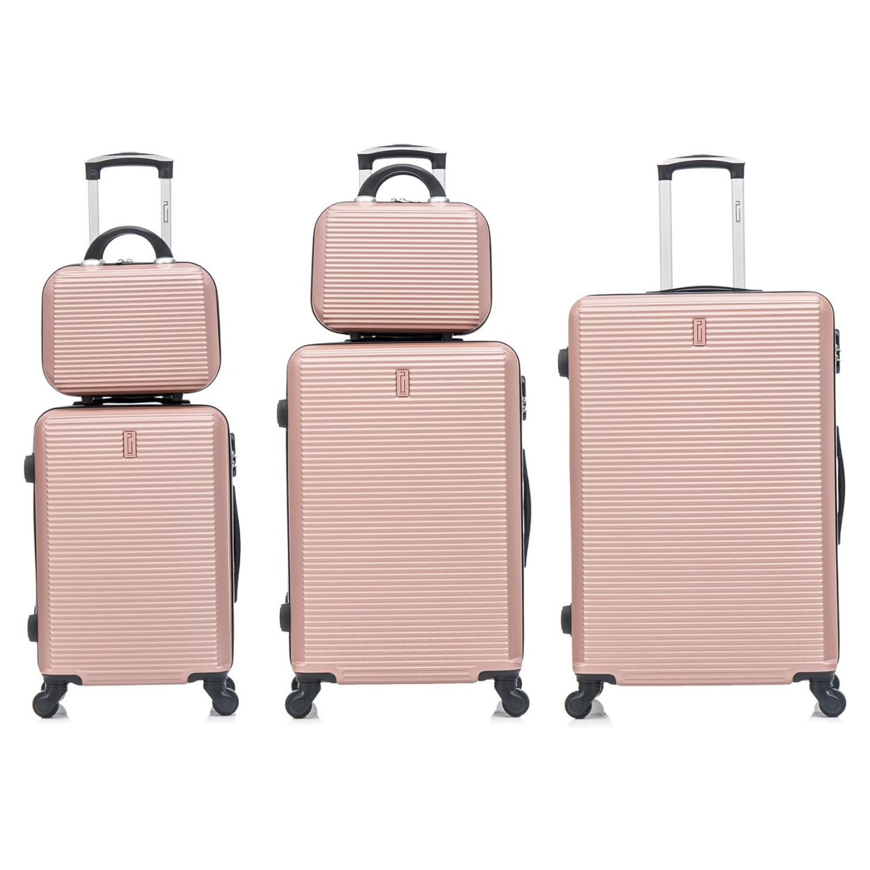 Set De Valise 5 pièces Week-end | Valise Cabine | Valise Moyenne | Valise Grande | 2x Vanity – Rose Gold