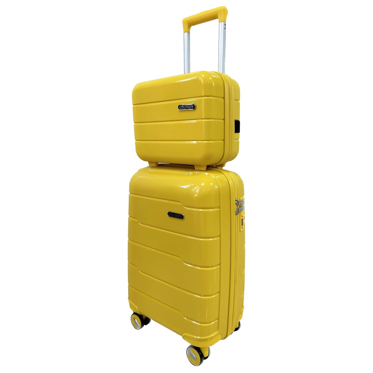 Valise Cabine avec Vanity Polypropylène | Bagage Cabine | 55x40x20 | Jaune - Celims France