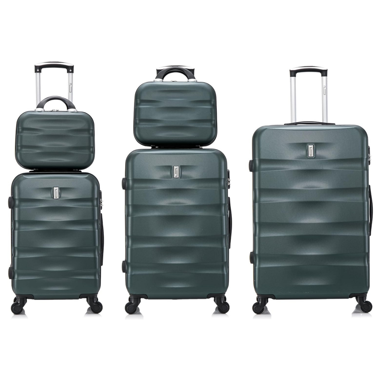 Set Valise 5 pièces AeroWave  | Valise Cabine | Valise Moyenne | Valise Grande | 2x Vanity – Vert