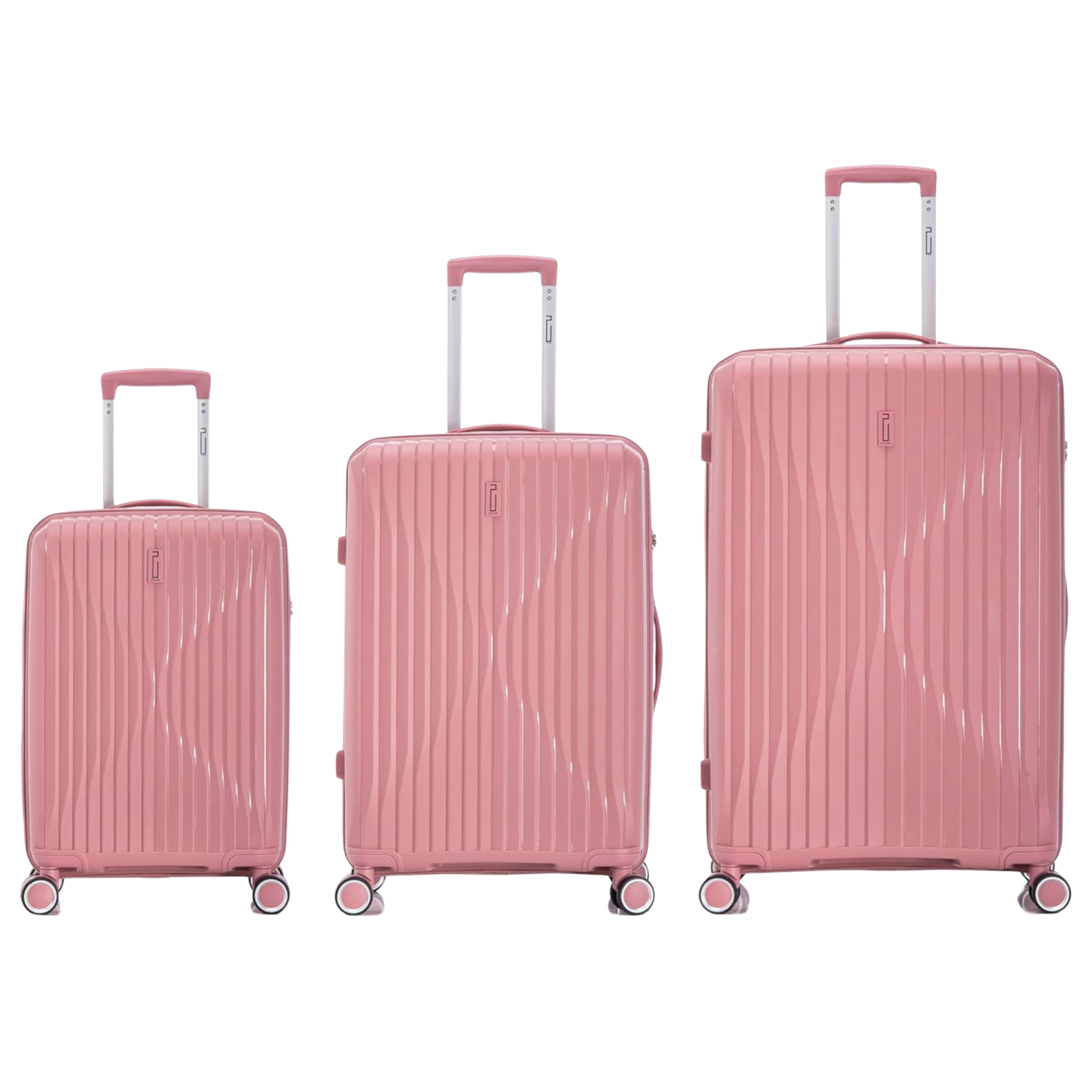 Set di valigie in polipropilene da 3 pezzi | Valigia da cabina | Valigia media | Valigia Grande – Rosa